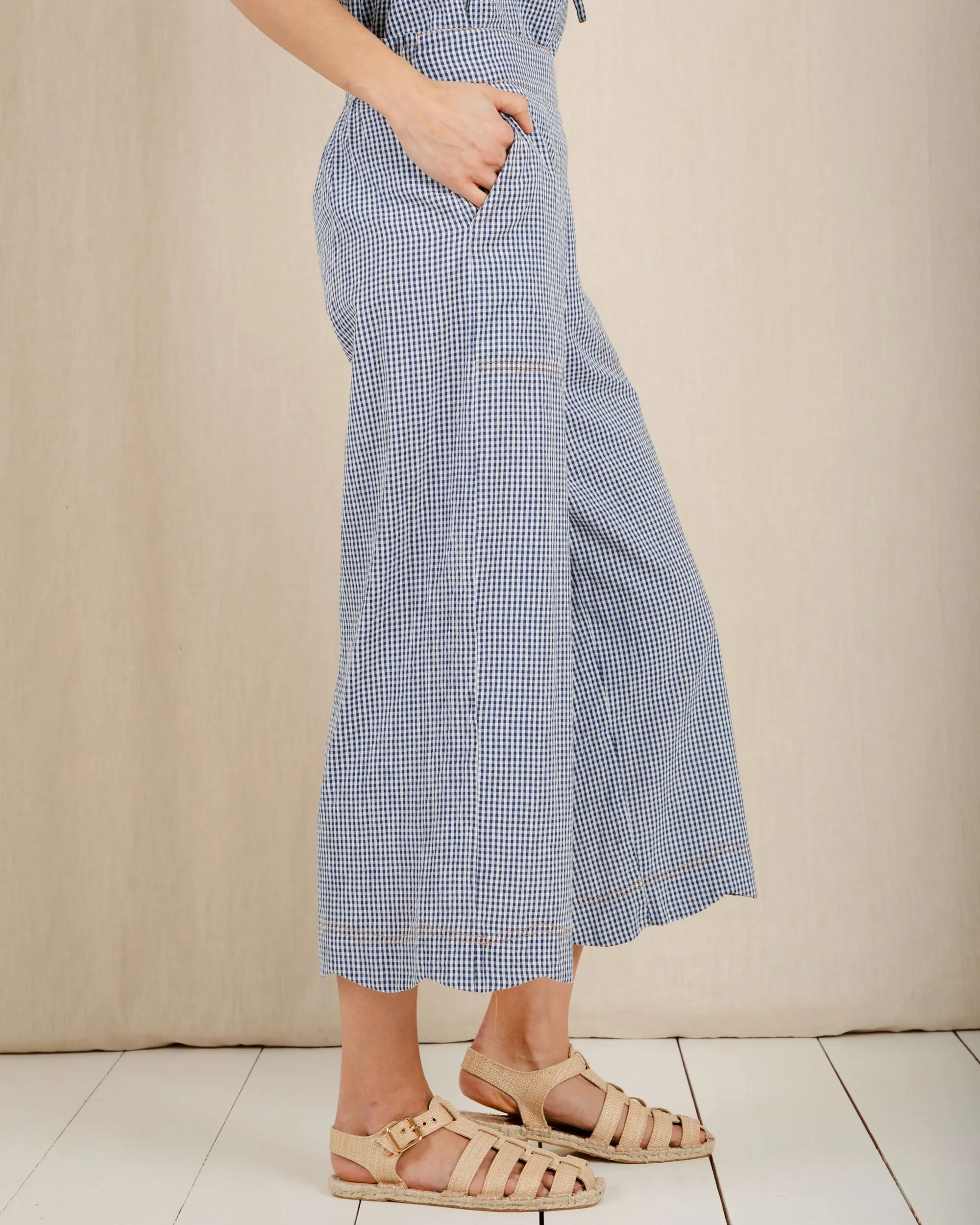 Aide Trouser - Navy Gingham - Image 2