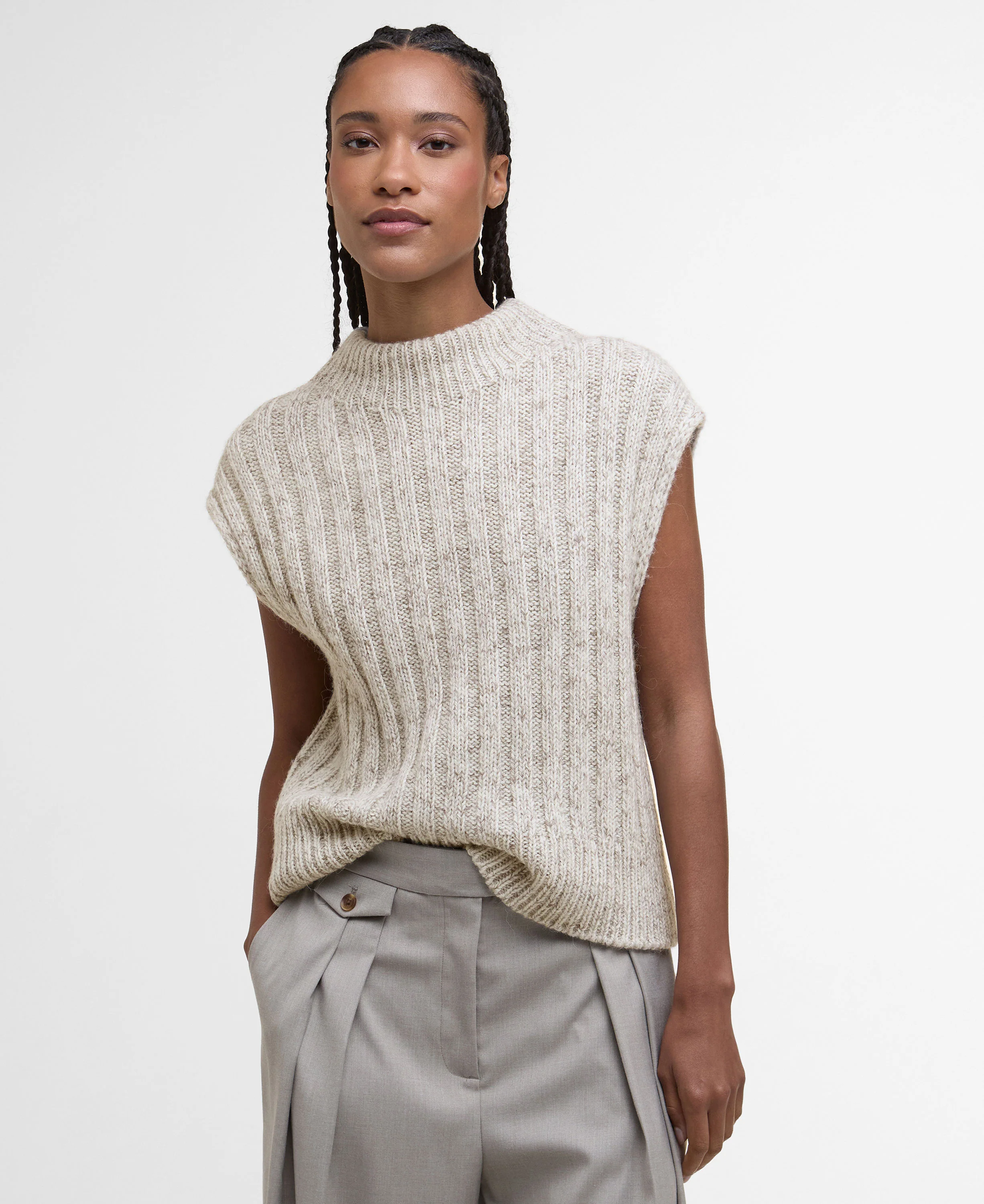 Anastasia Knitted Vest - Oat - Image 2