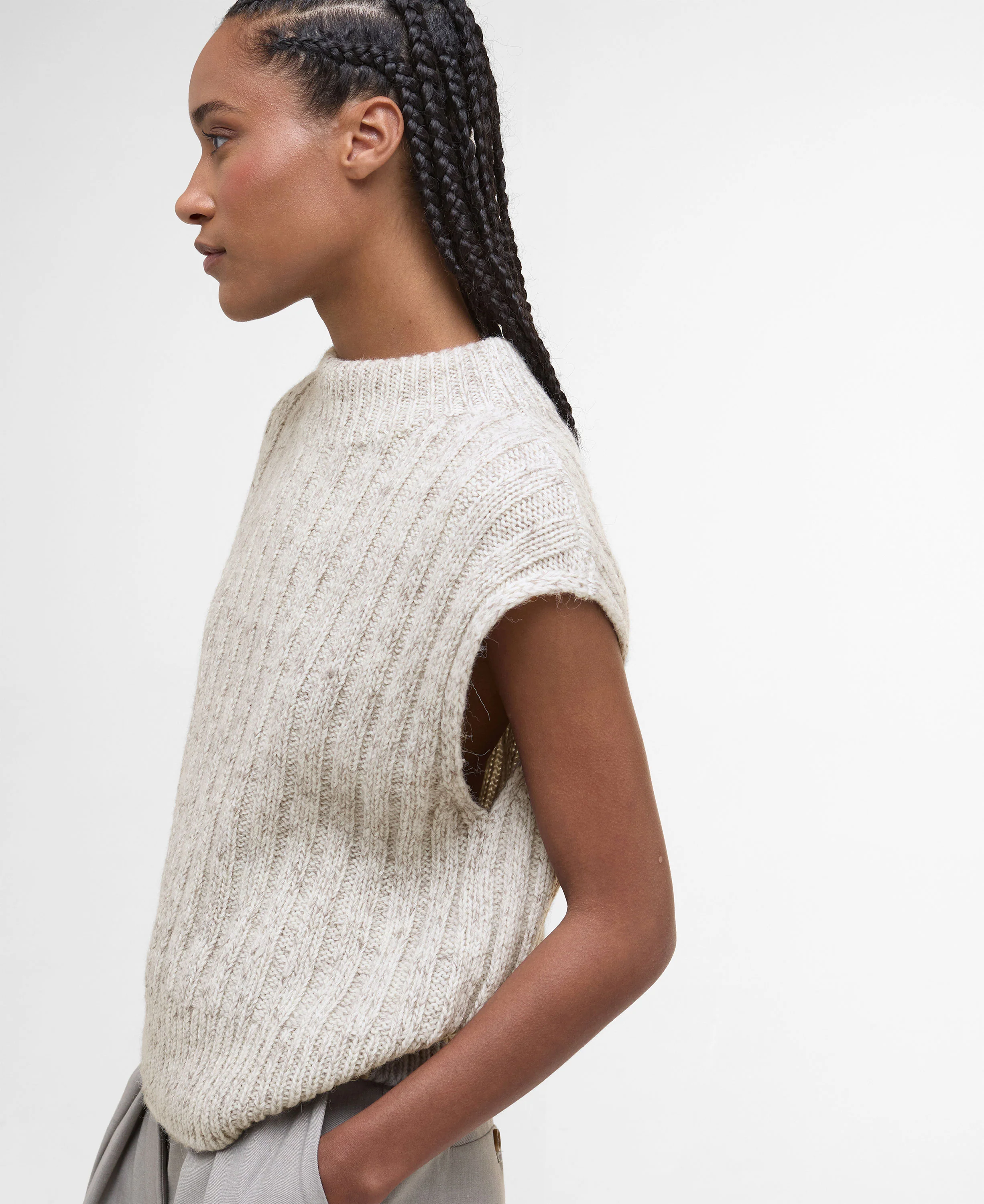 Anastasia Knitted Vest - Oat - Image 4