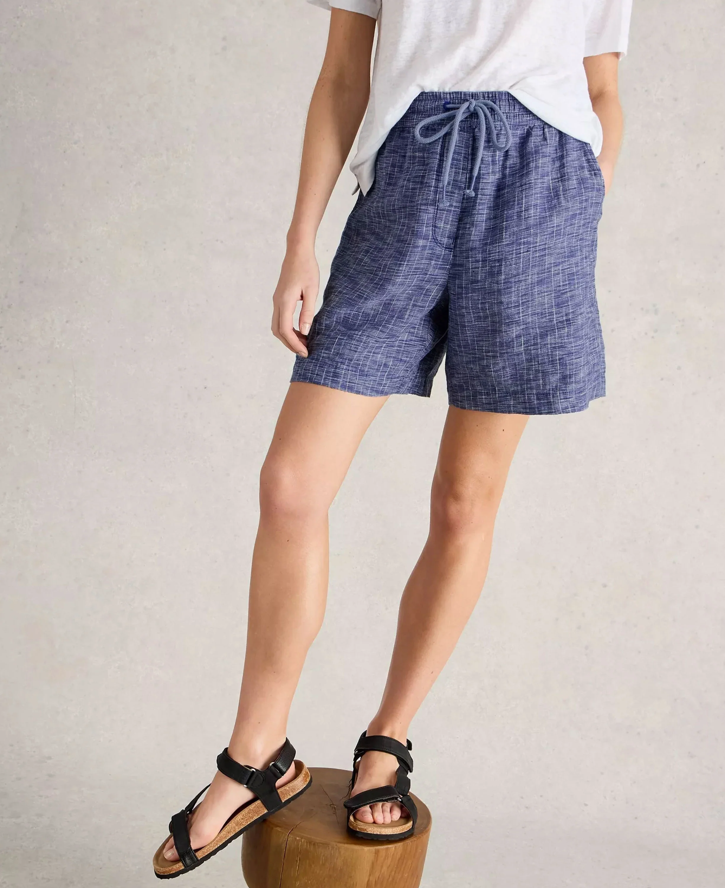 Belle Linen Shorts - Blue Multi - Image 2