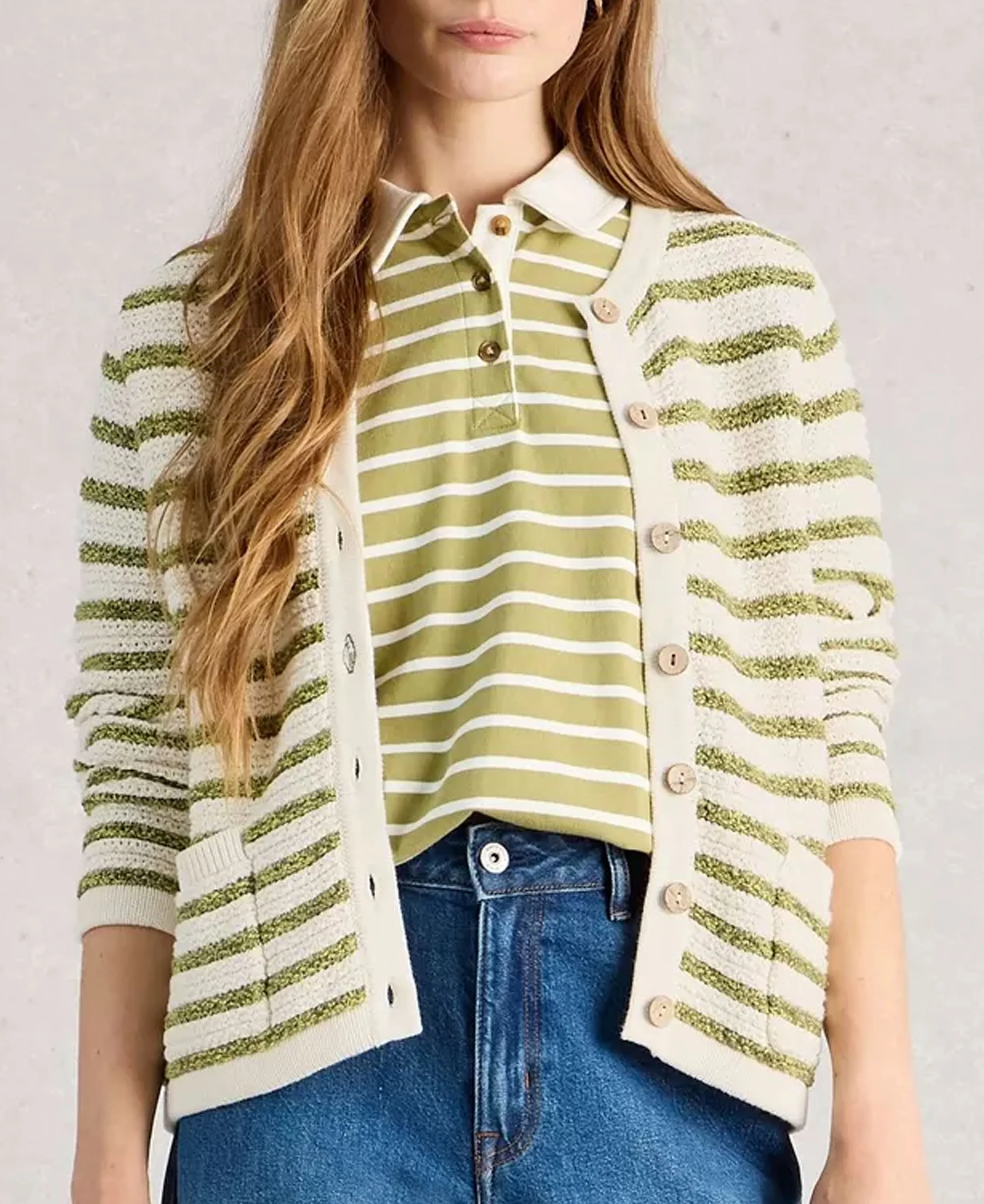 Belle Stripe Cardi - Ivory Multi - Image 2