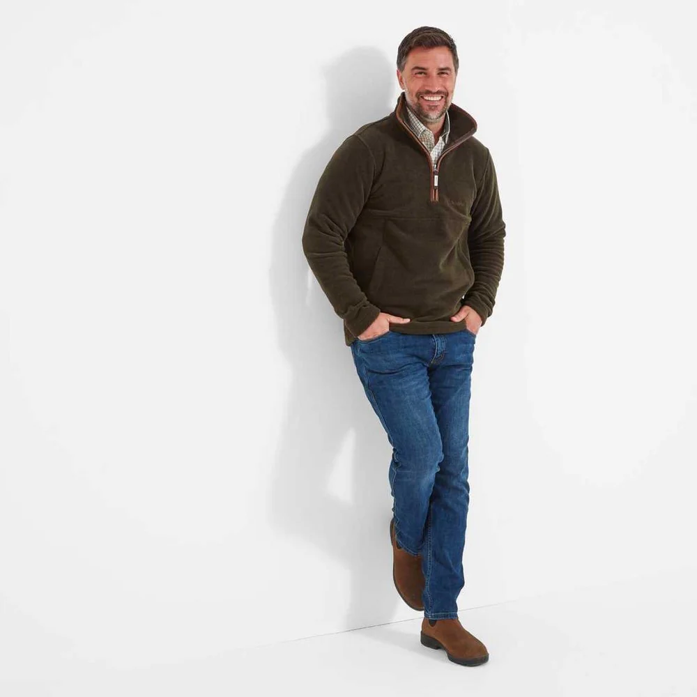 Berkeley 1/4 Zip Fleece - Dark Olive - Image 3