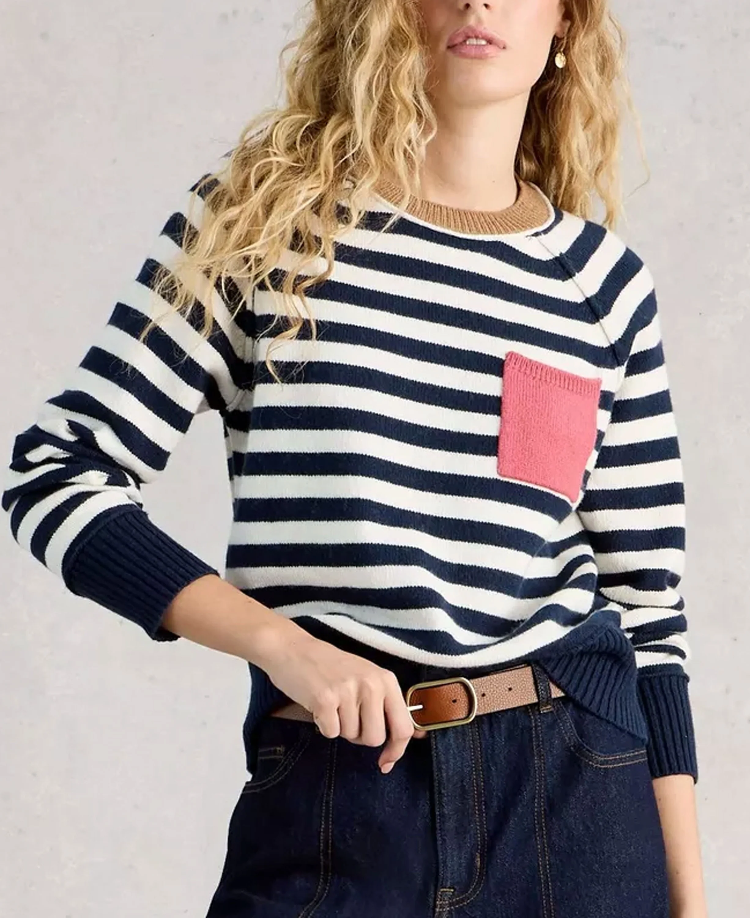 Britney Stripe Jumper - Navy Multi - Image 2