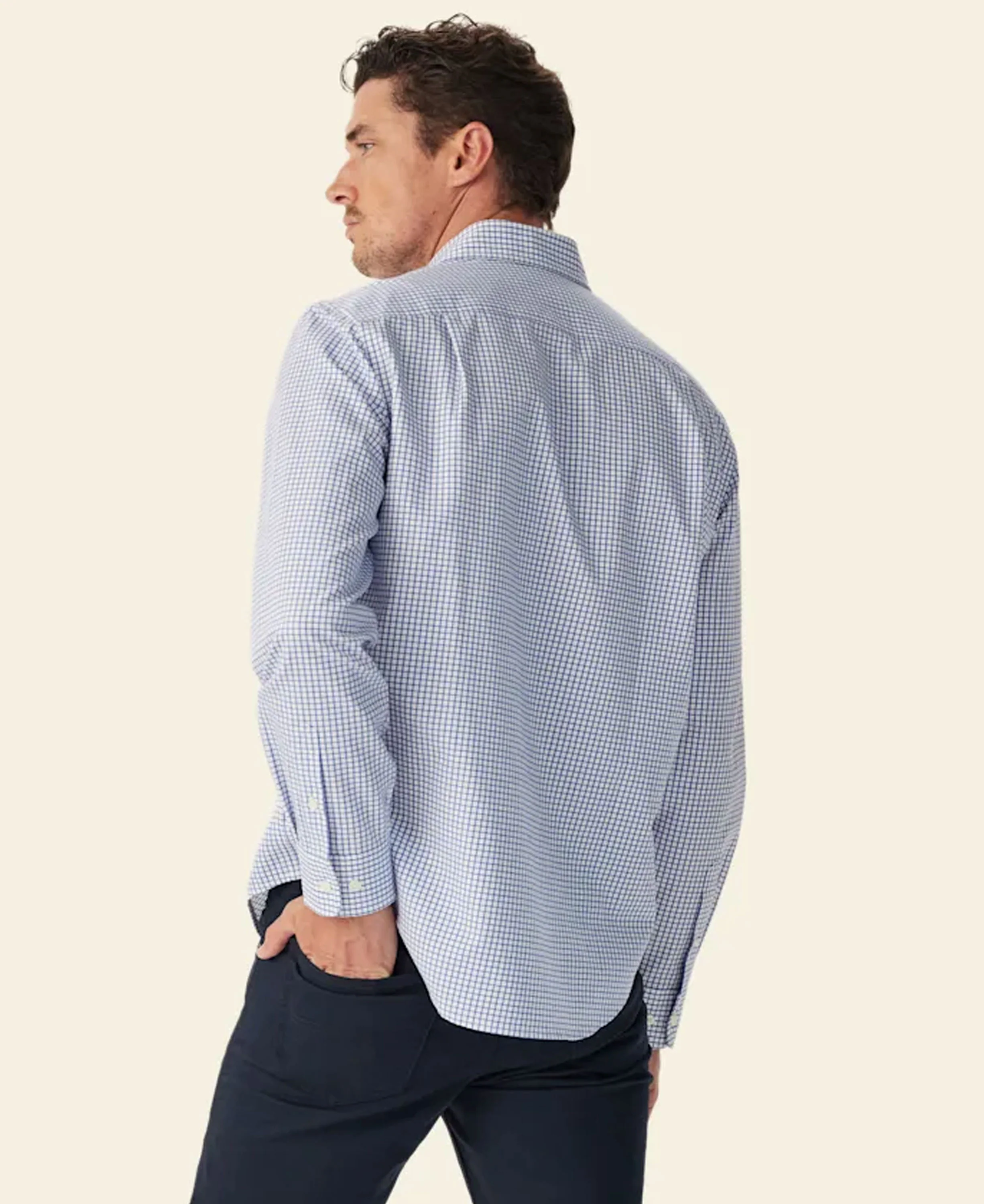 Brunswick Twill Check Shirt - White Blue - Image 3