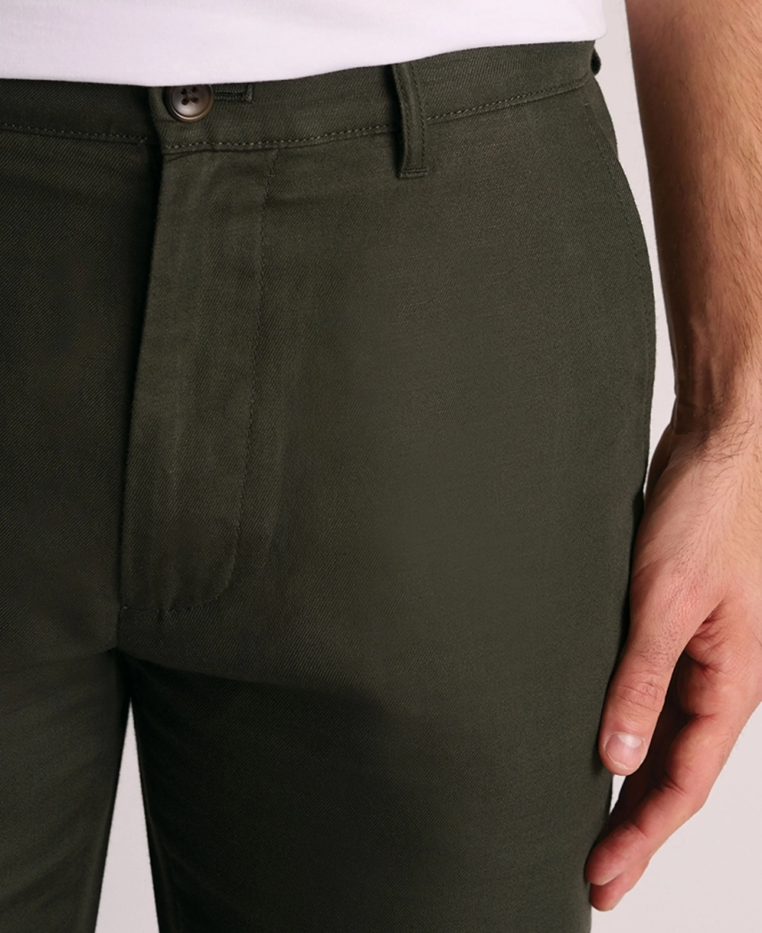 Caine Linen Cotton Trousers Regular Fit - Dark Khaki - Image 3