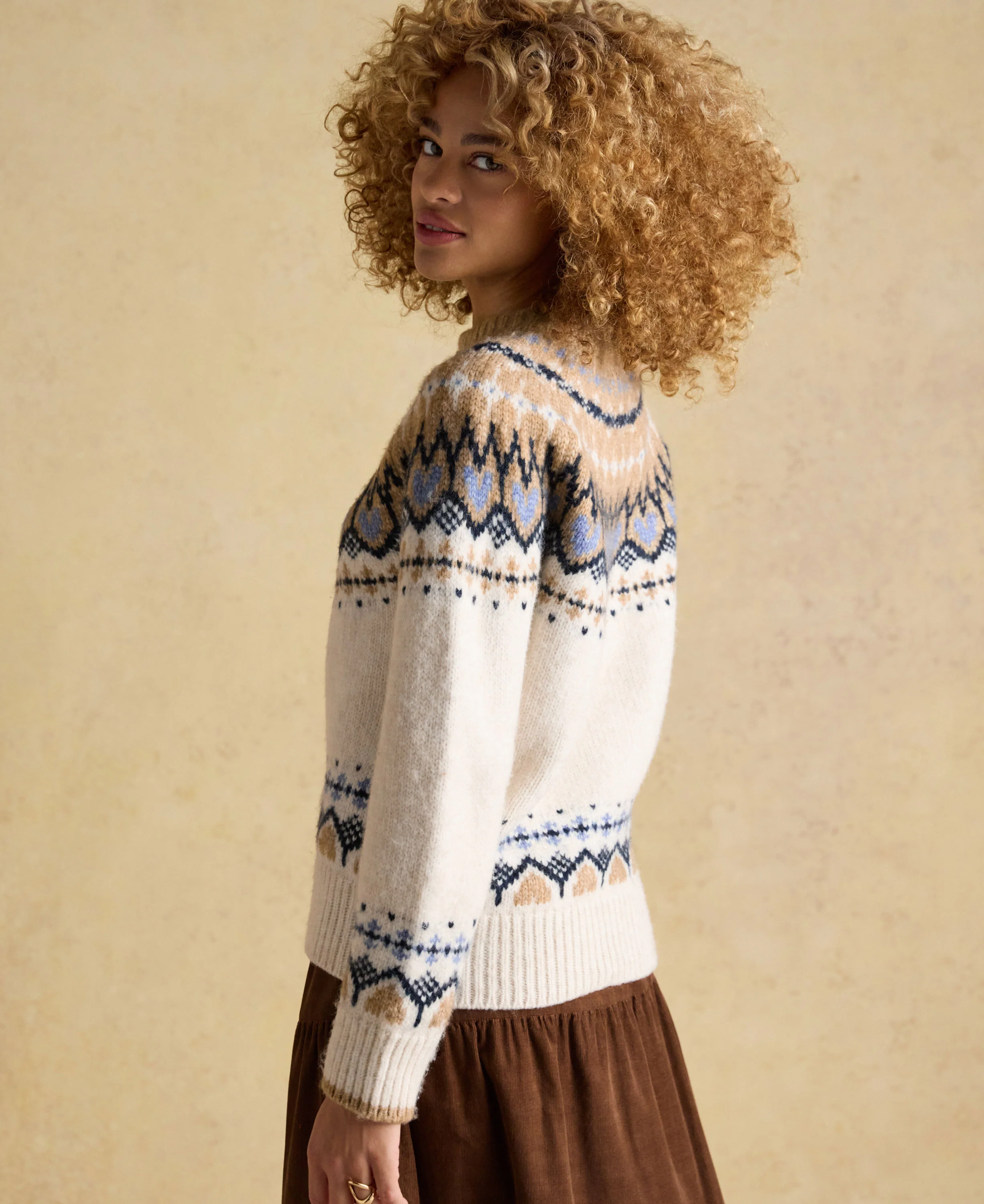 Charlie Fair Isle Knitted Jumper - Cream - Image 3