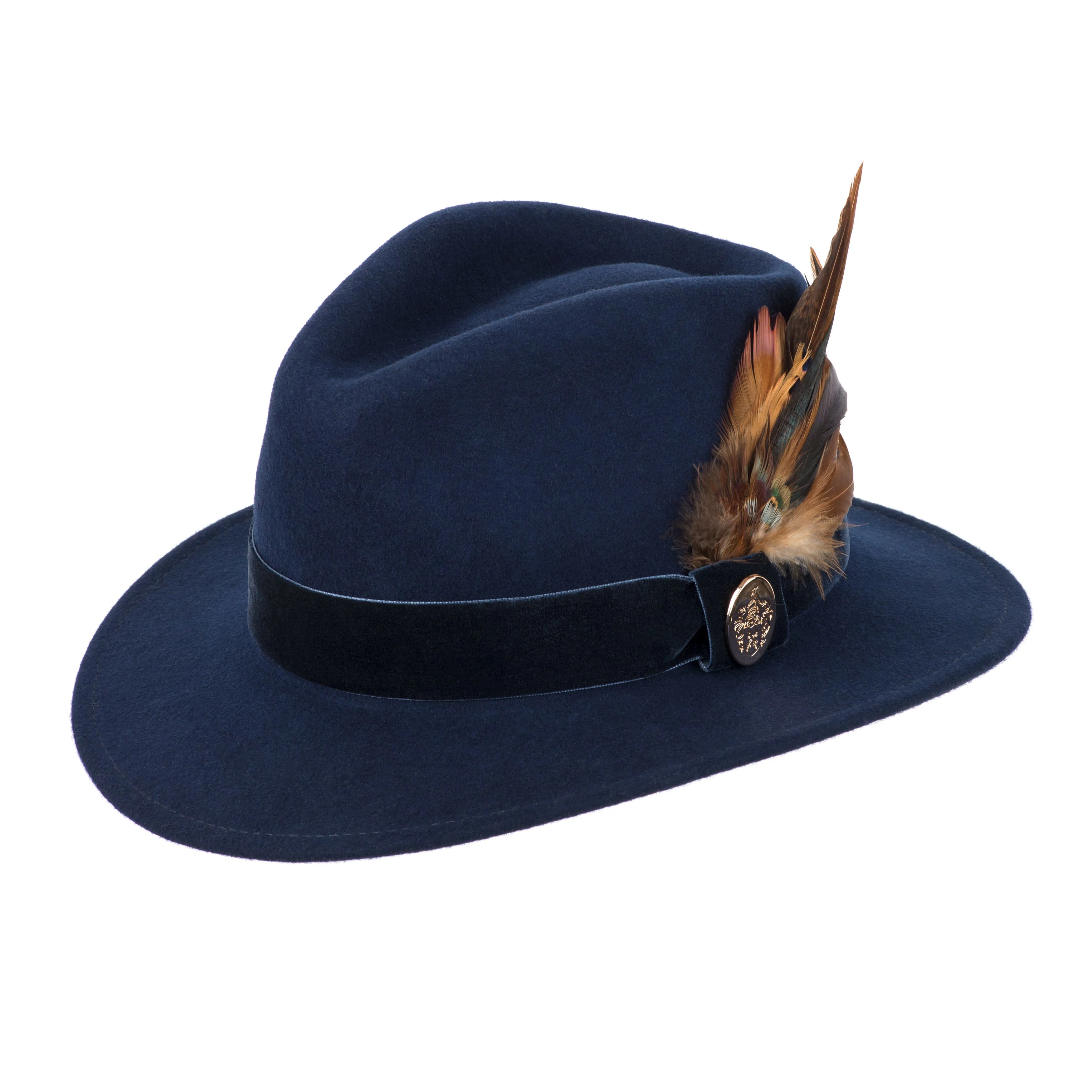 Chelsworth Fedora Bronze Luxe Feather - Navy - Image 3