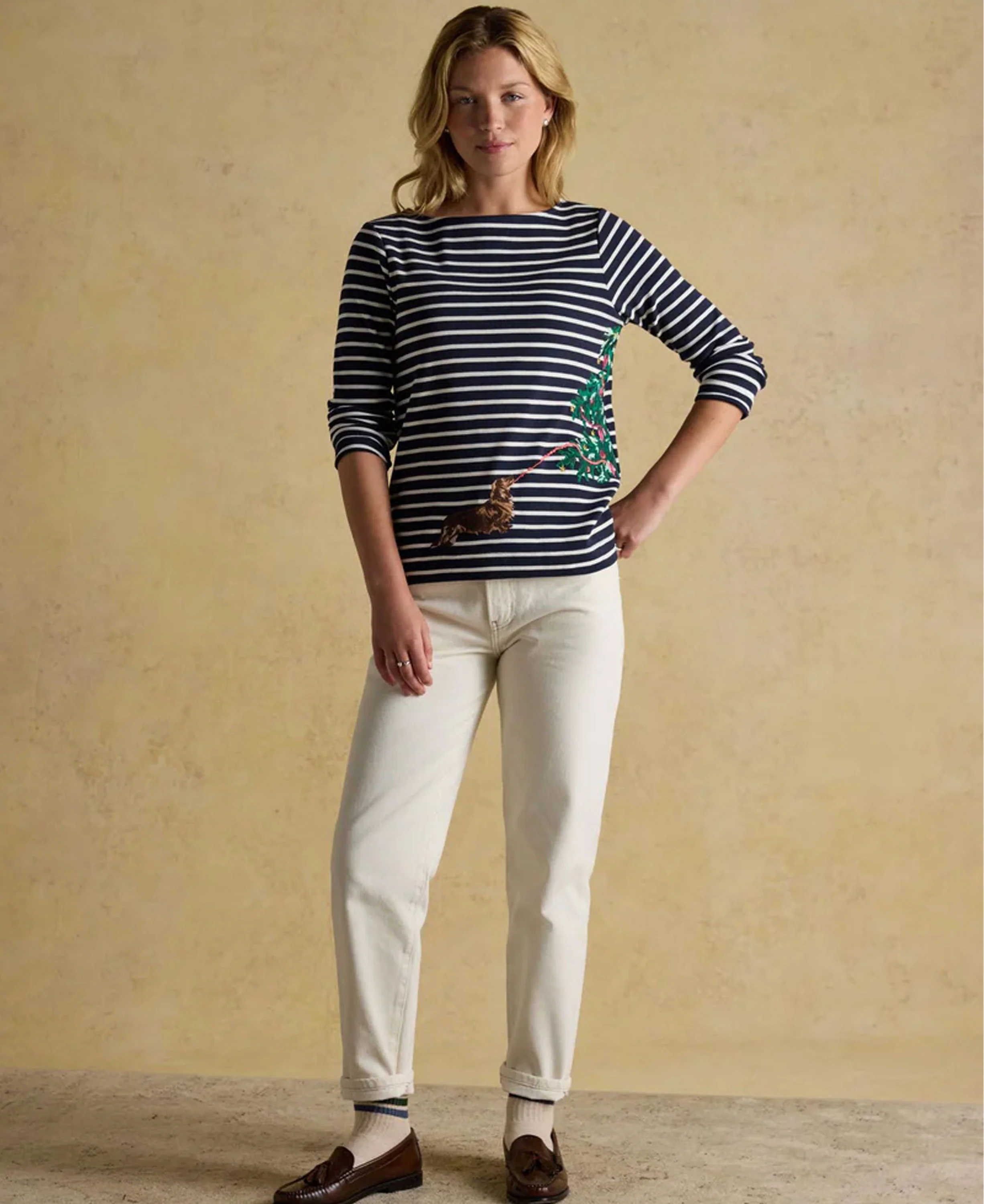 Festive Harbour Top - Navy/White Dog - Image 4