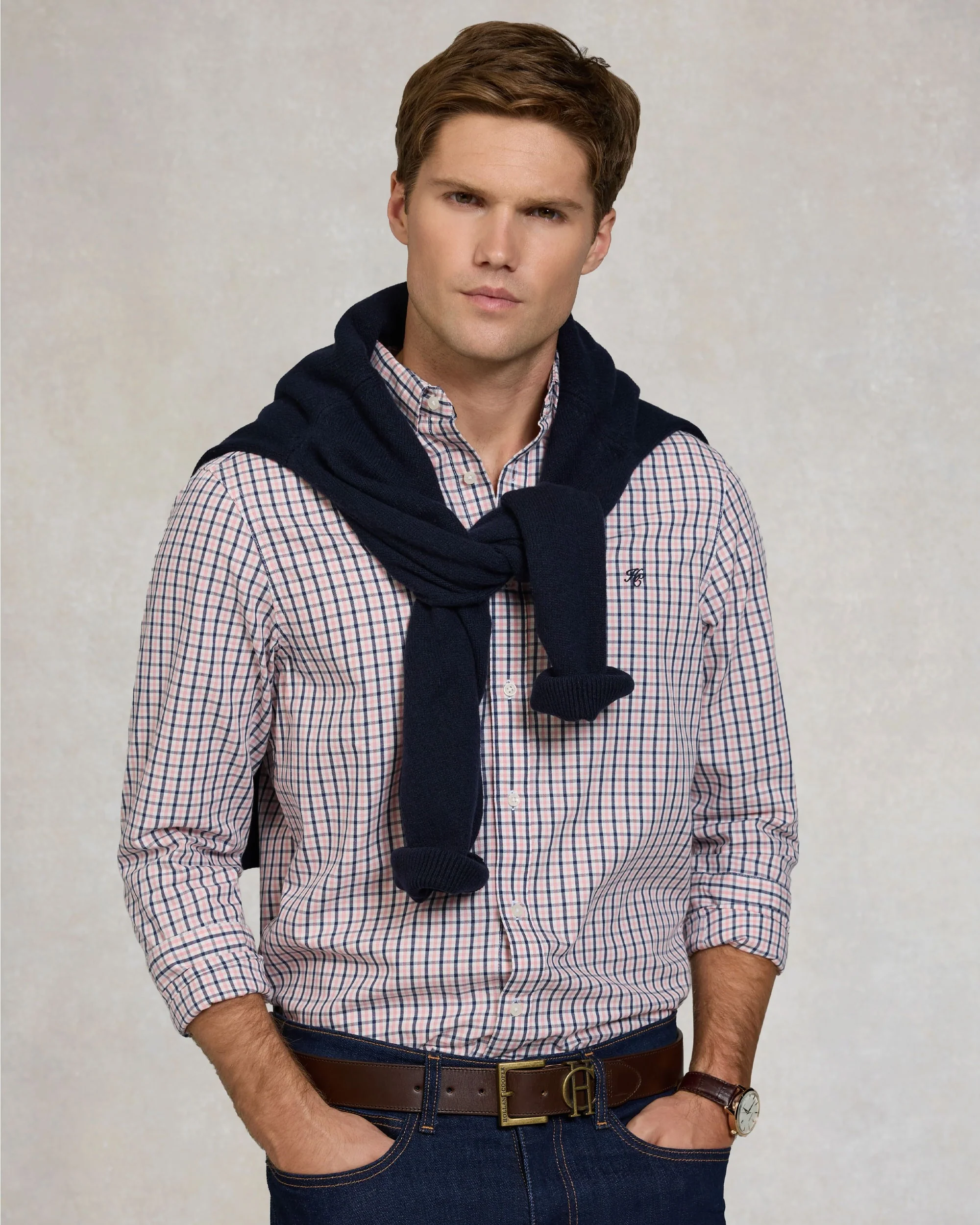 Classic Woven Button Down Shirt - Cotswold Pink Check - Image 4