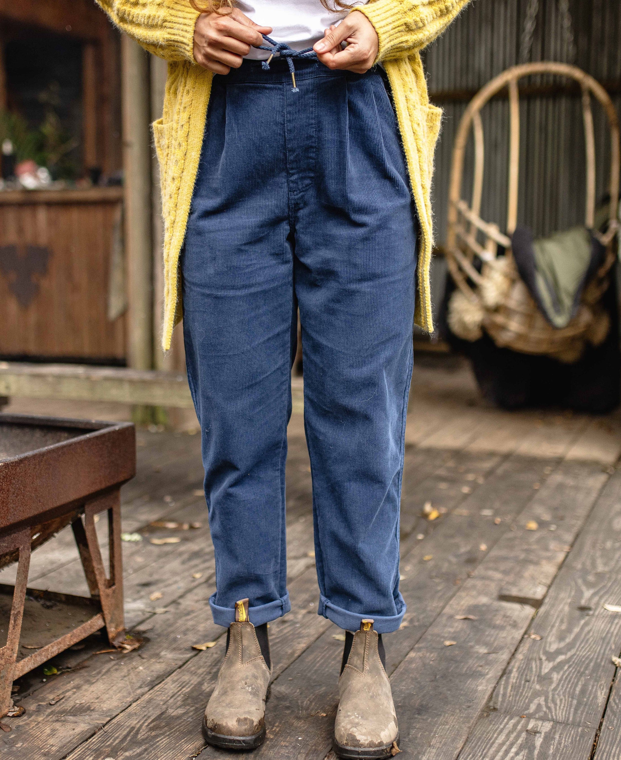 Compass Recycled Corduroy Trouser - Dark Denim - Image 2