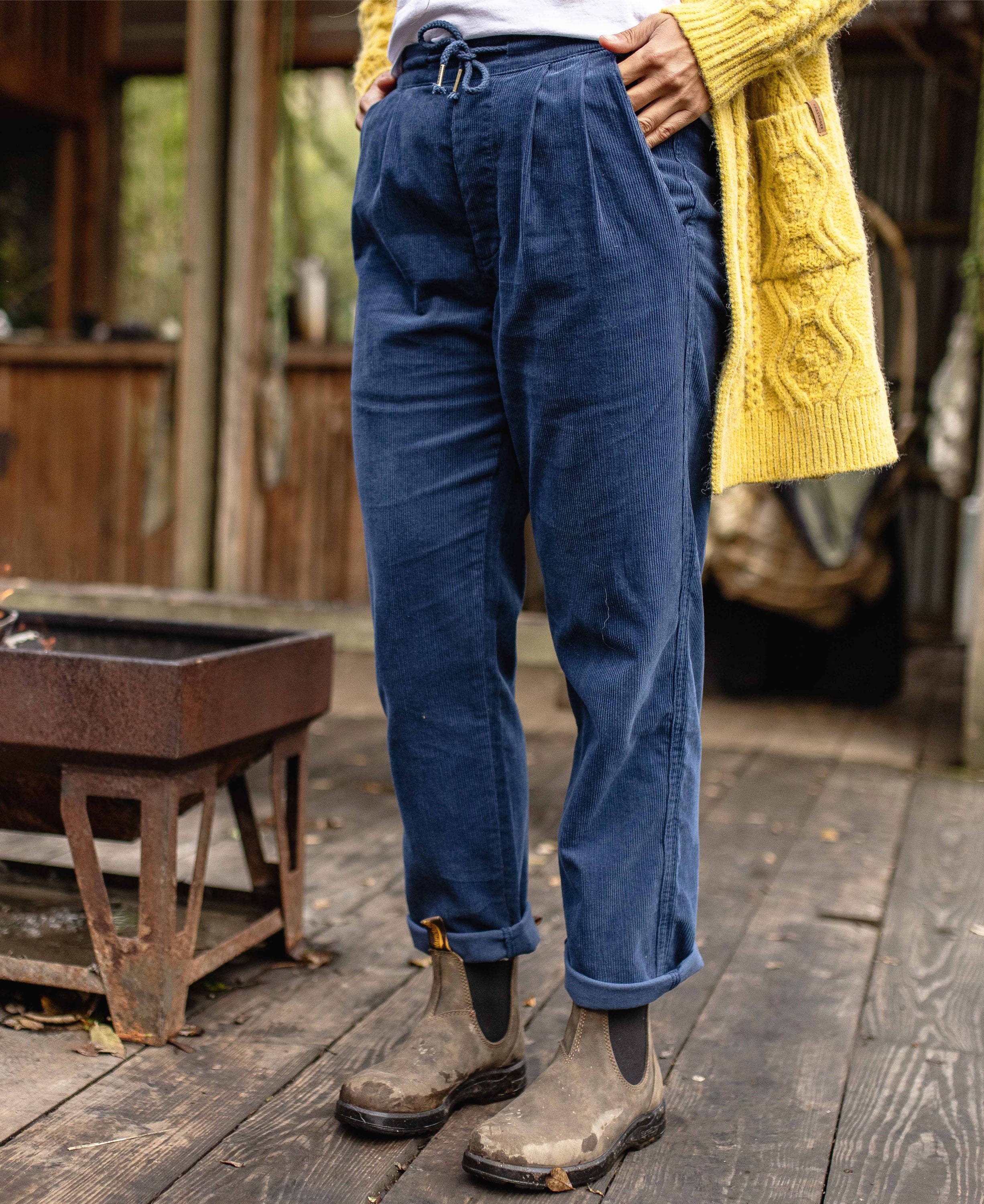 Compass Recycled Corduroy Trouser - Dark Denim - Image 3