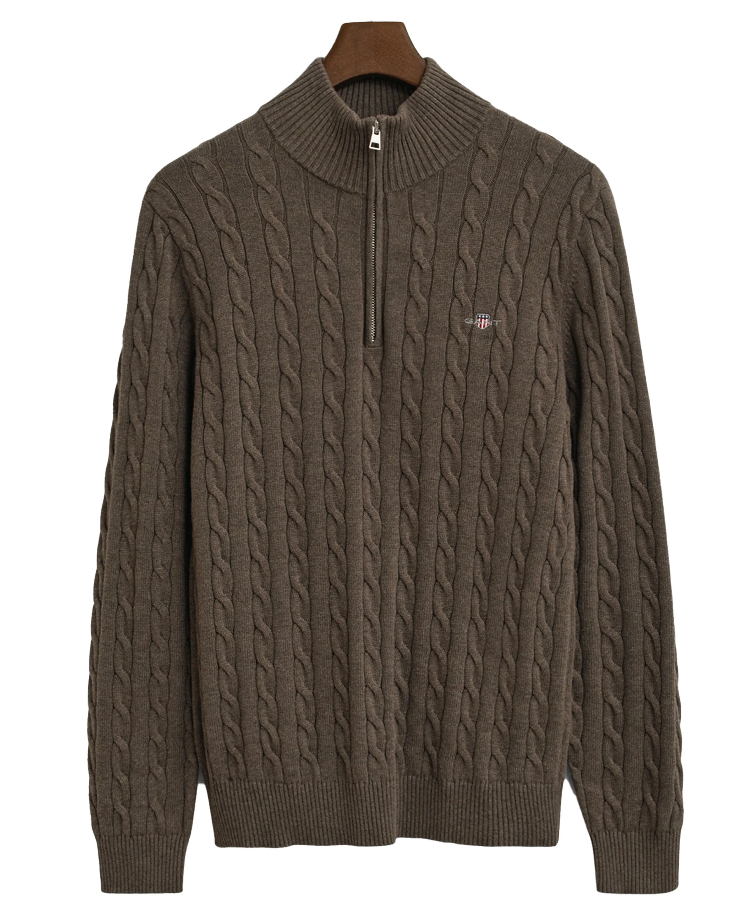 Cotton Cable Half Zip Sweater - Seawood Melange