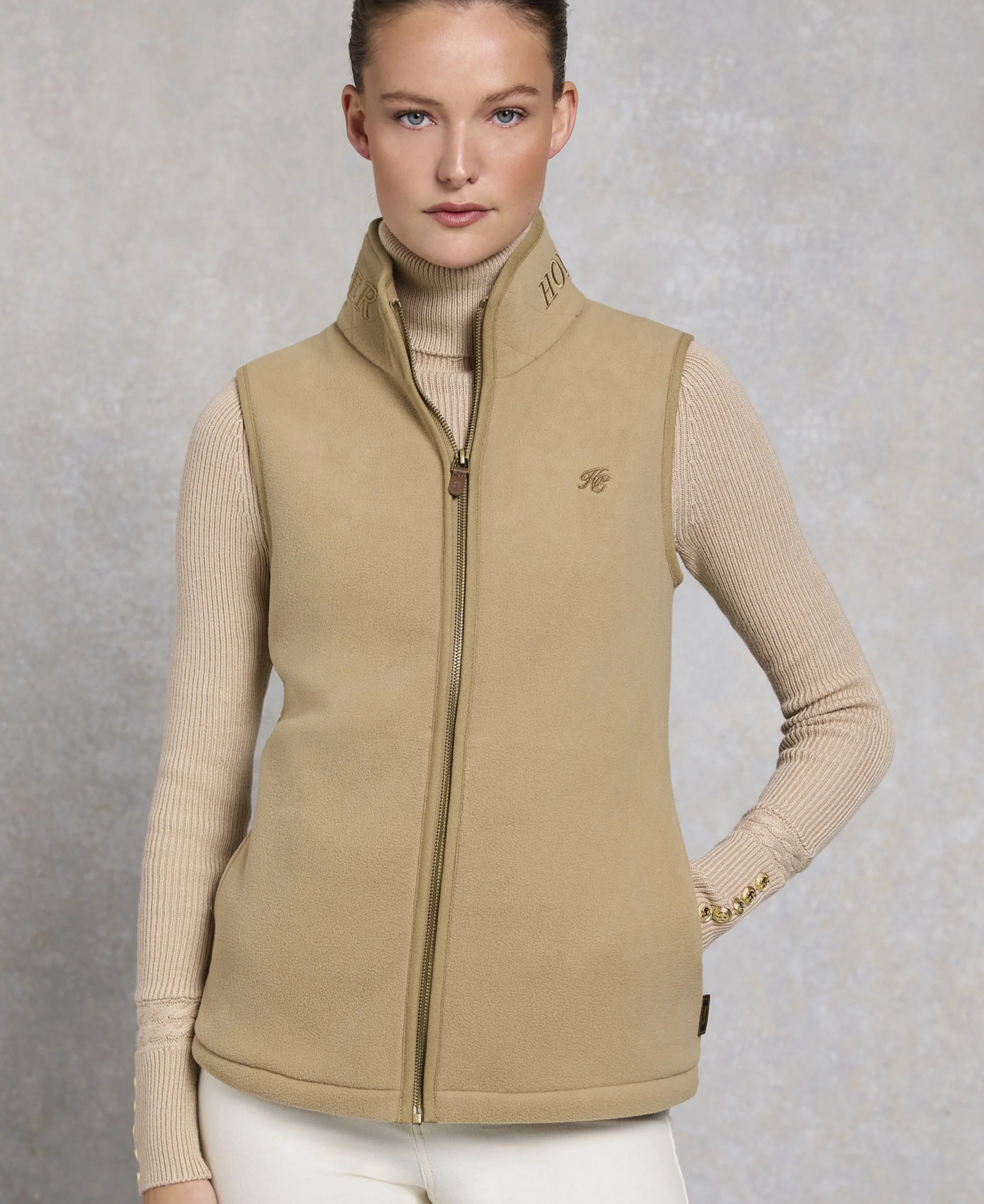 Country Fleece Gilet - Sand - Image 2