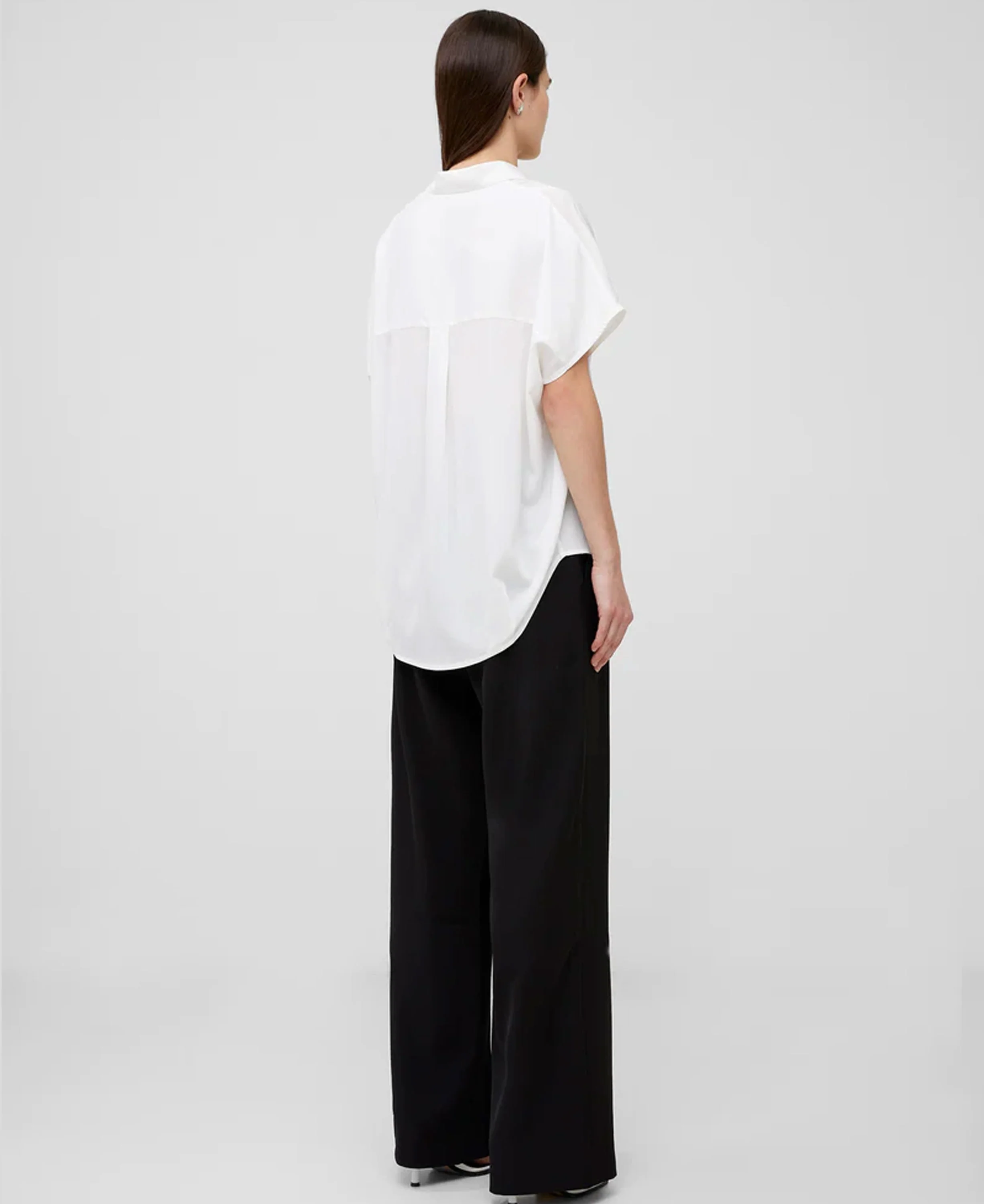 Crepe Light Recycled Popover Shirt - Winter White - Image 3