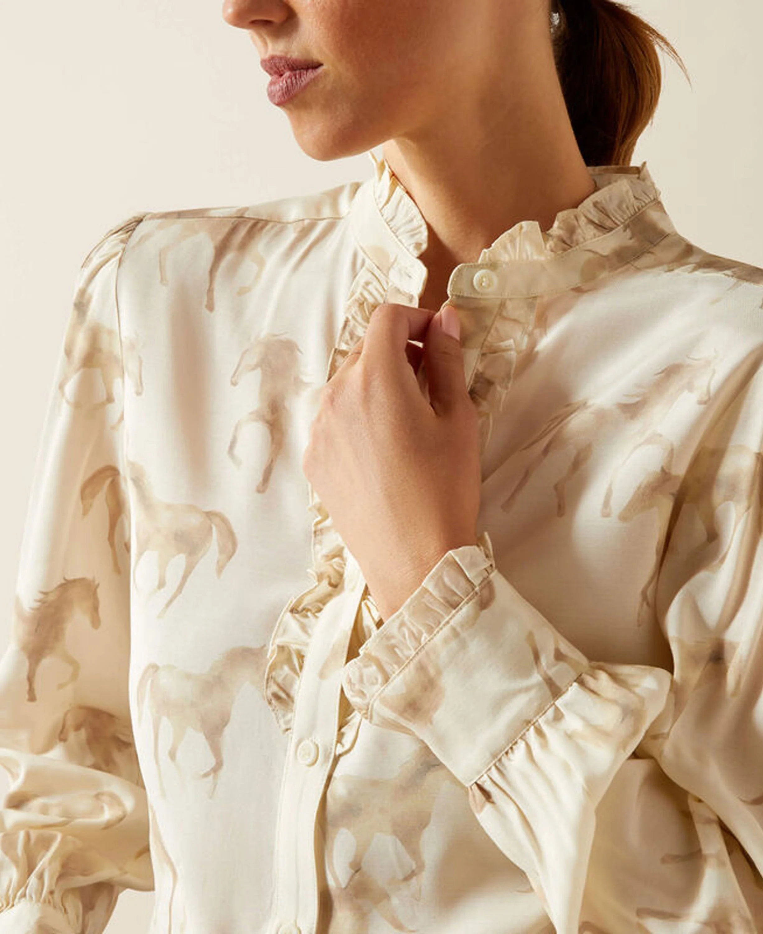 Cricklade Blouse - Watercolor Horse Print - Image 5