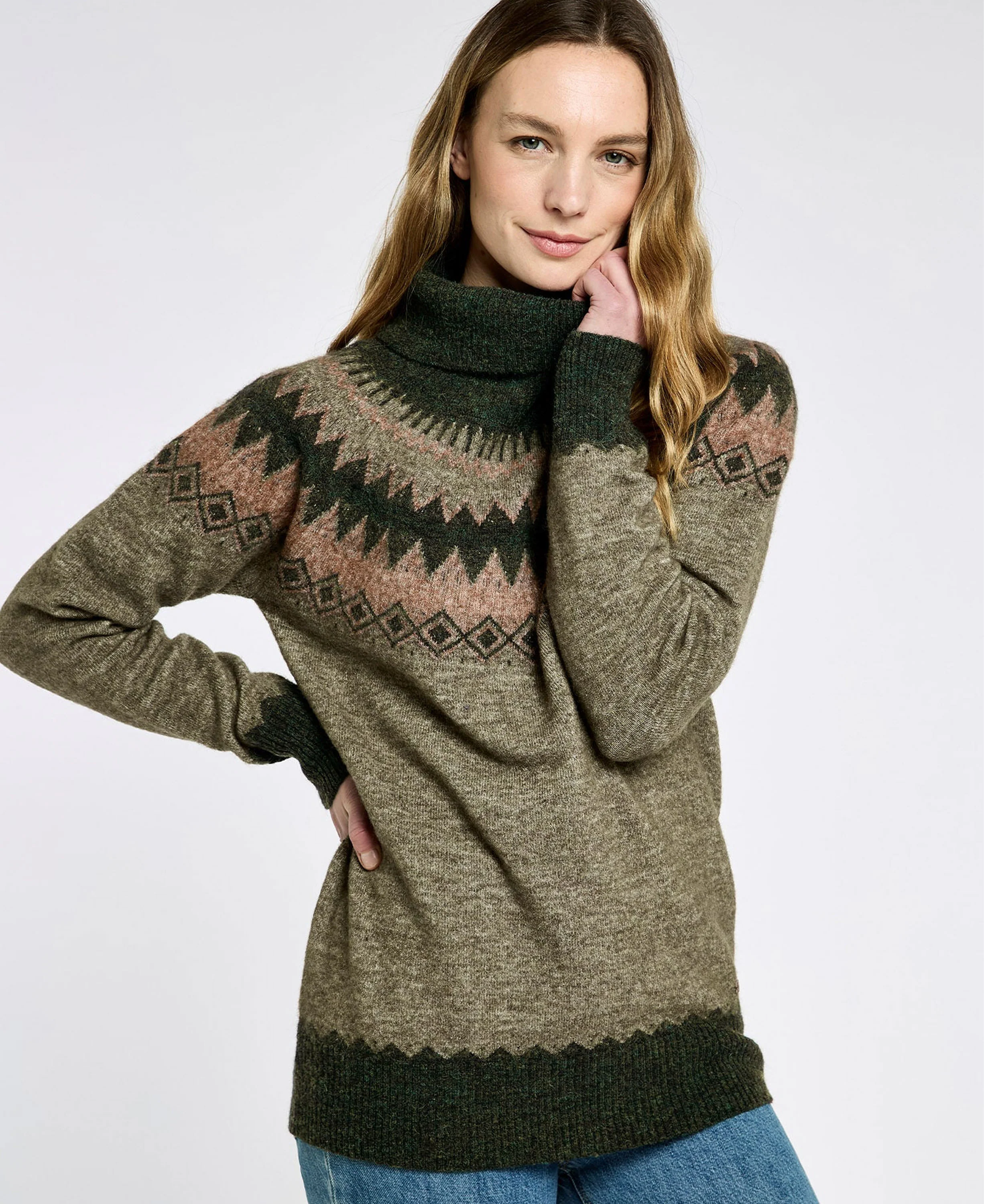 Devlin Fair Isle Sweater- Olive Multi - Image 3