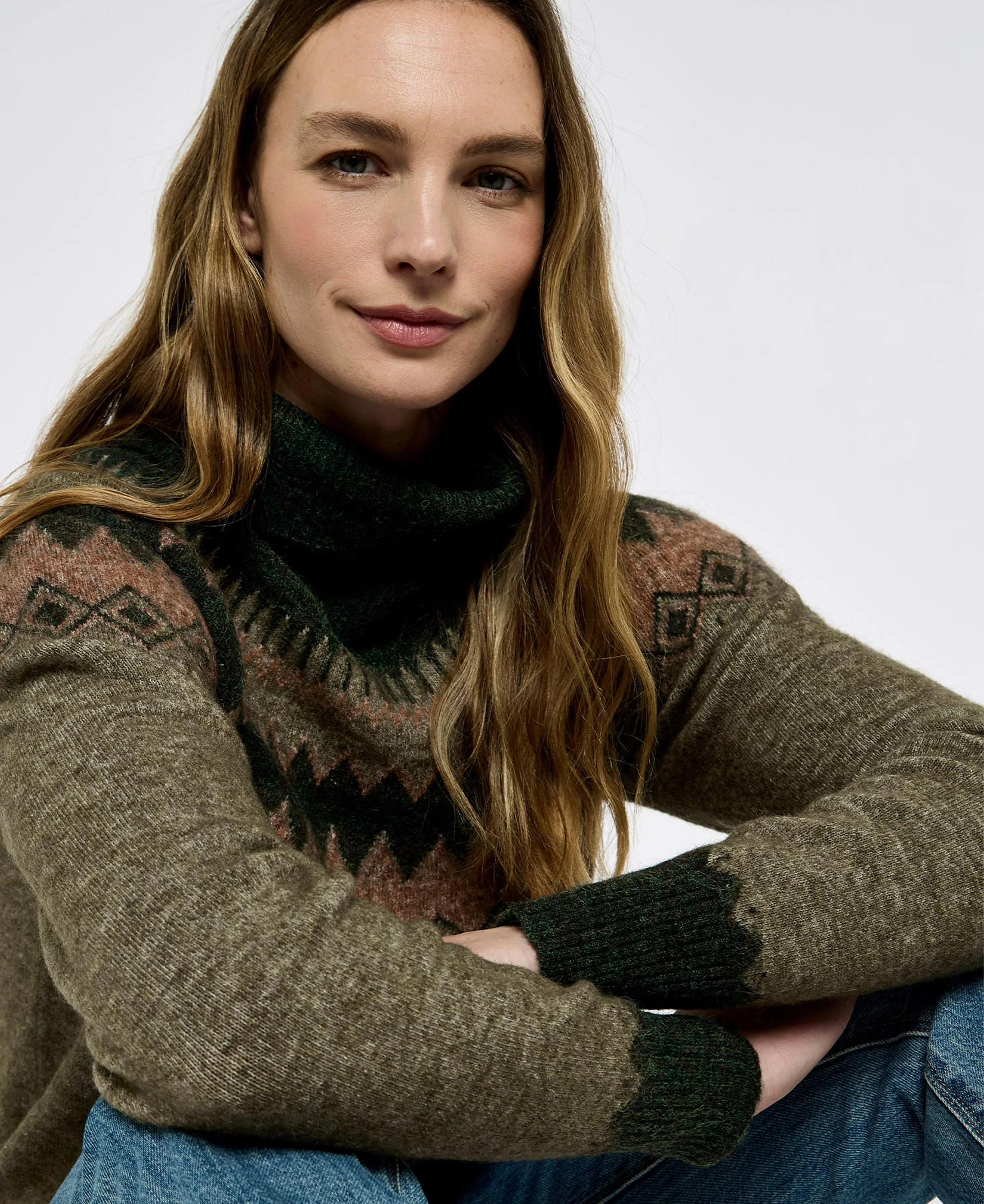 Devlin Fair Isle Sweater- Olive Multi - Image 4