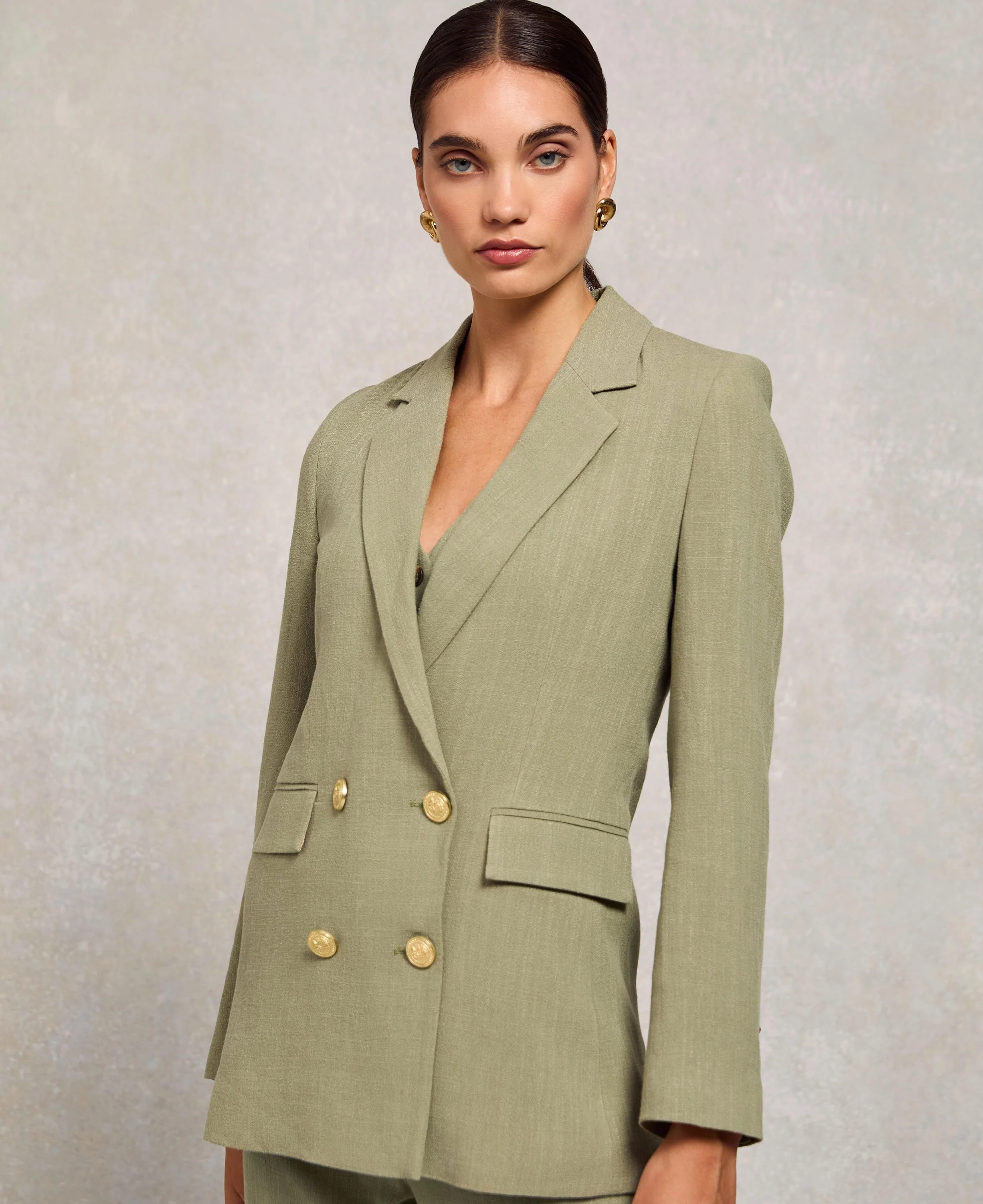 Double Breasted Blazer - Sage Linen - Image 2
