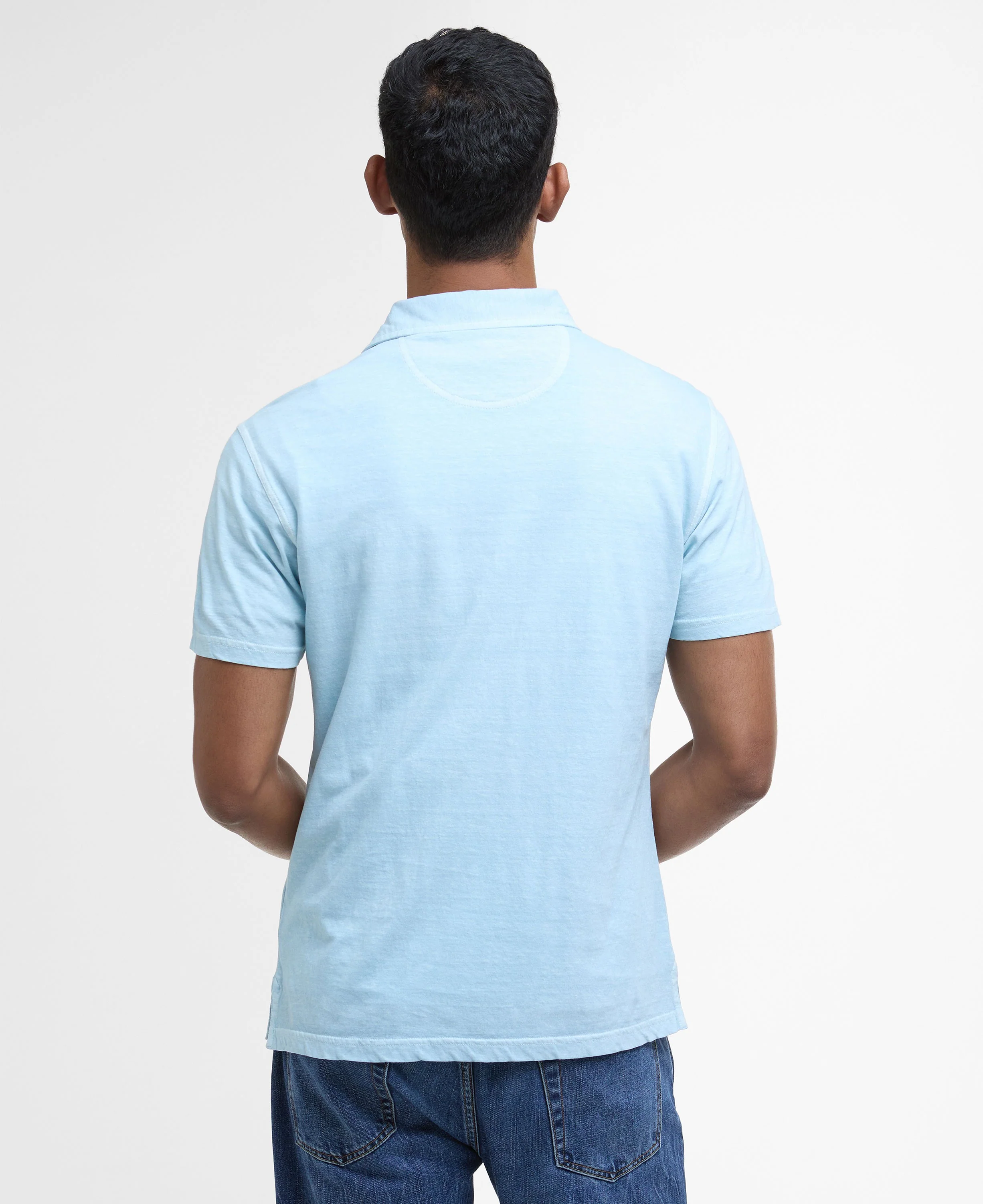 Drayton Linen Tailored Fit Polo Shirt - Pale Sky - Image 4