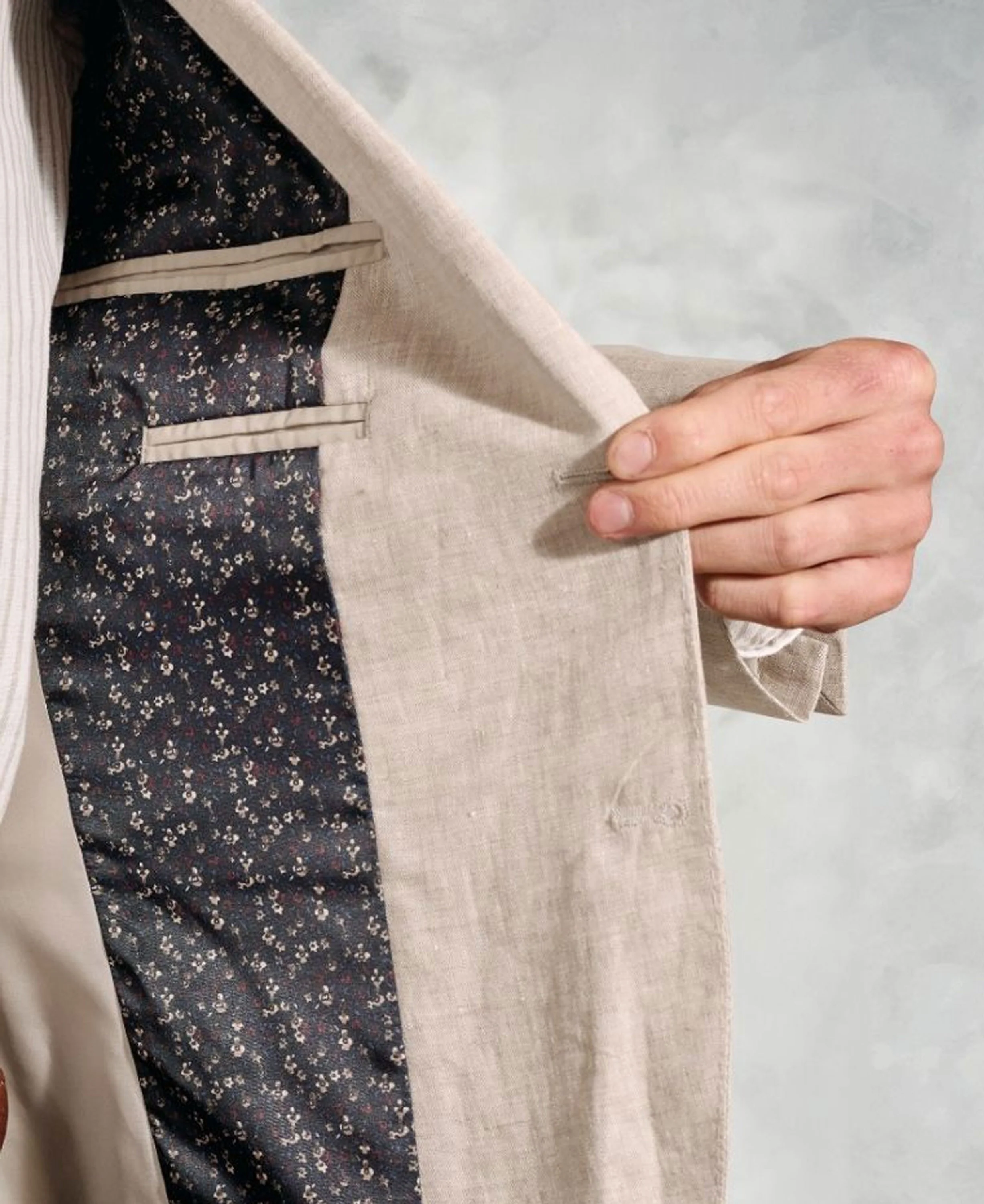 Eastwood Tailored Fit Linen Jacket - Sand - Image 6