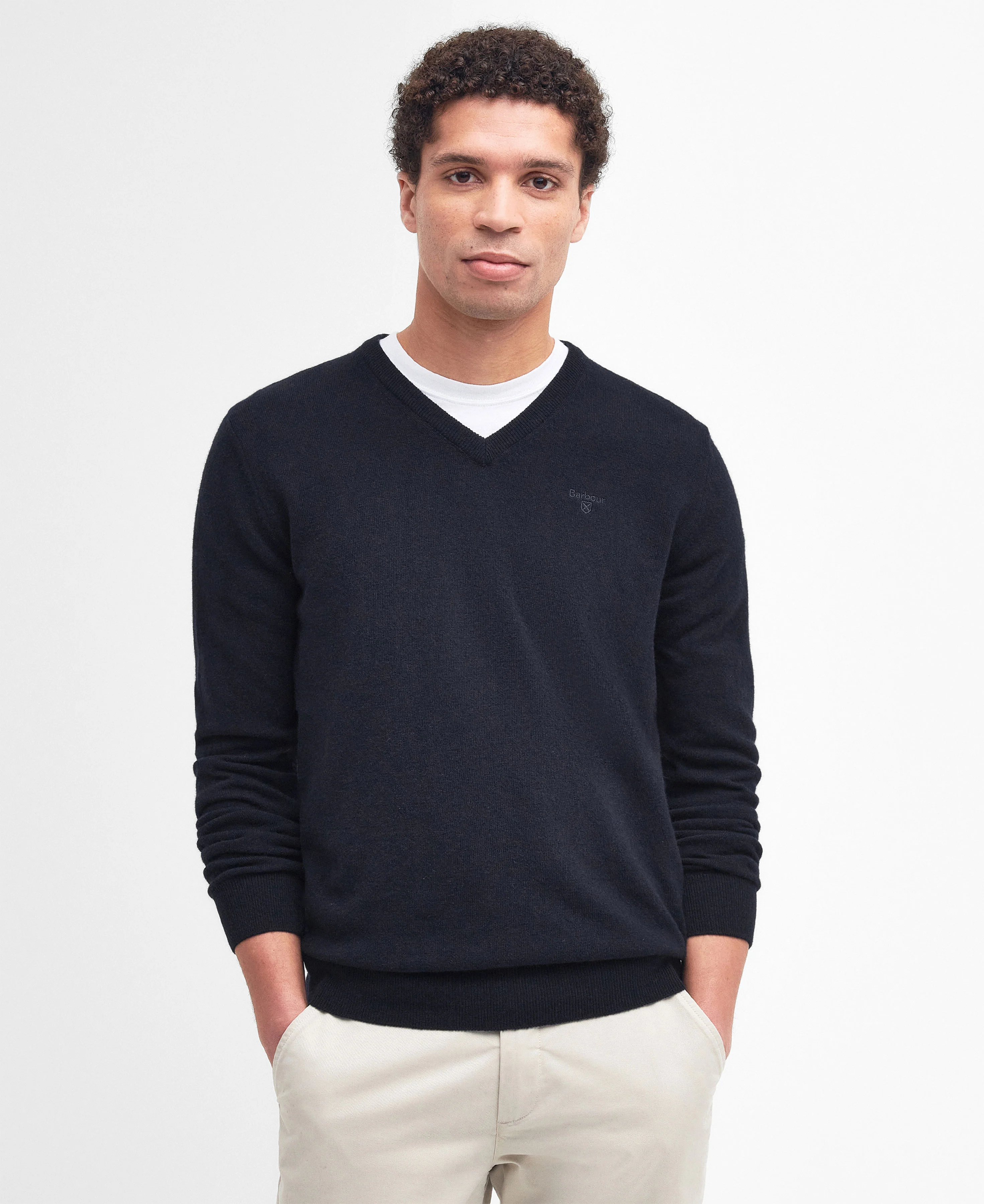 Essential Lambswool V Neck Sweater - Navy - Image 2