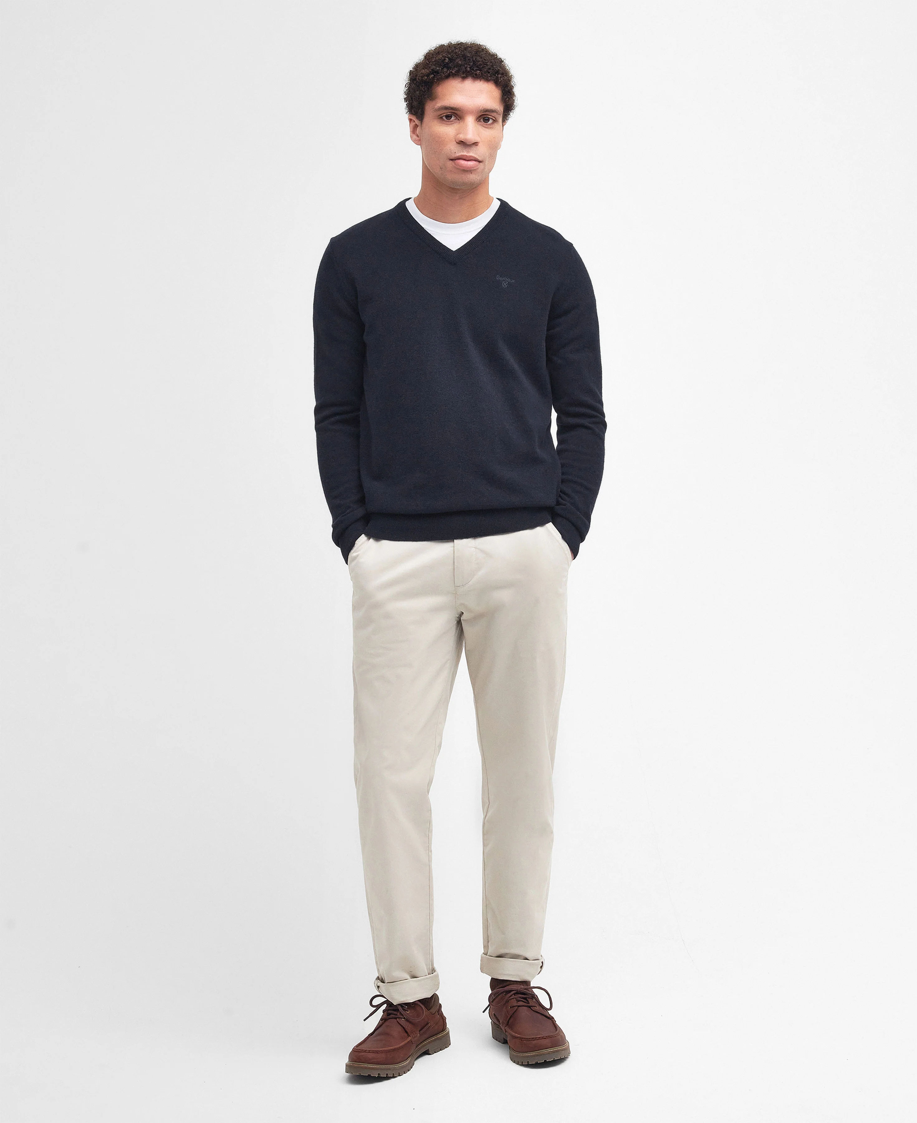 Essential Lambswool V Neck Sweater - Navy - Image 4