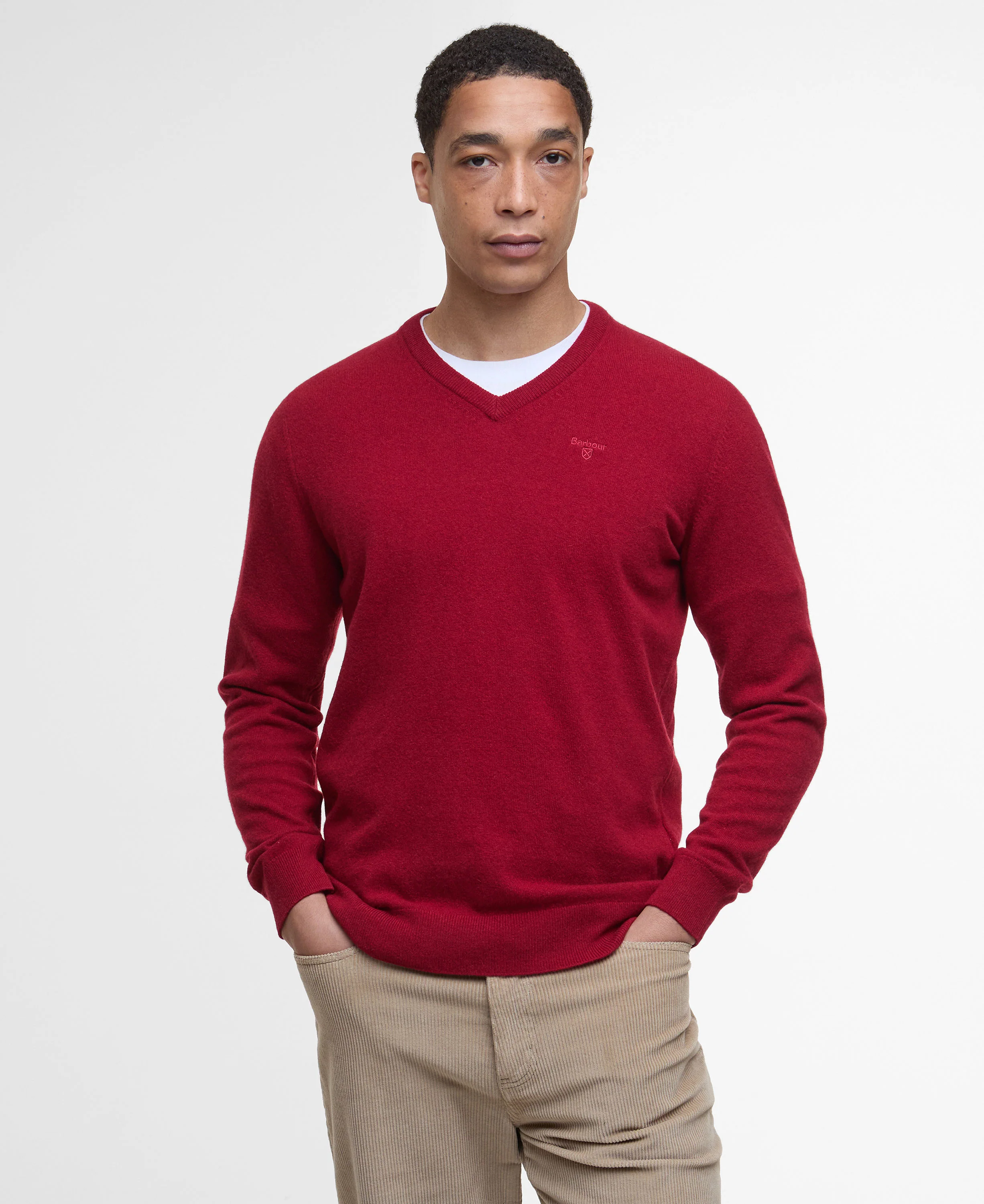 Essential Lambswool V Neck Sweater - Red - Image 2
