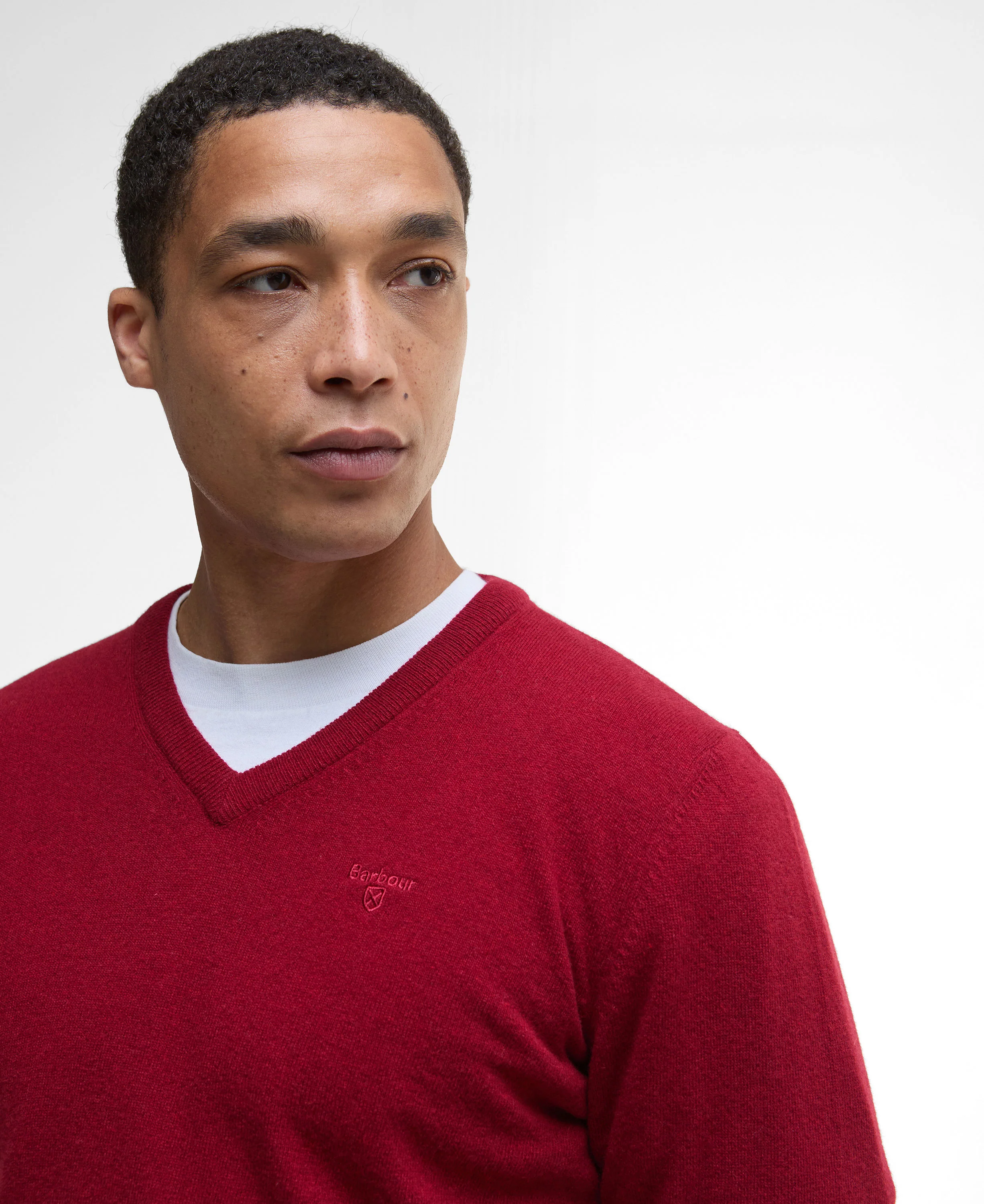 Essential Lambswool V Neck Sweater - Red - Image 4