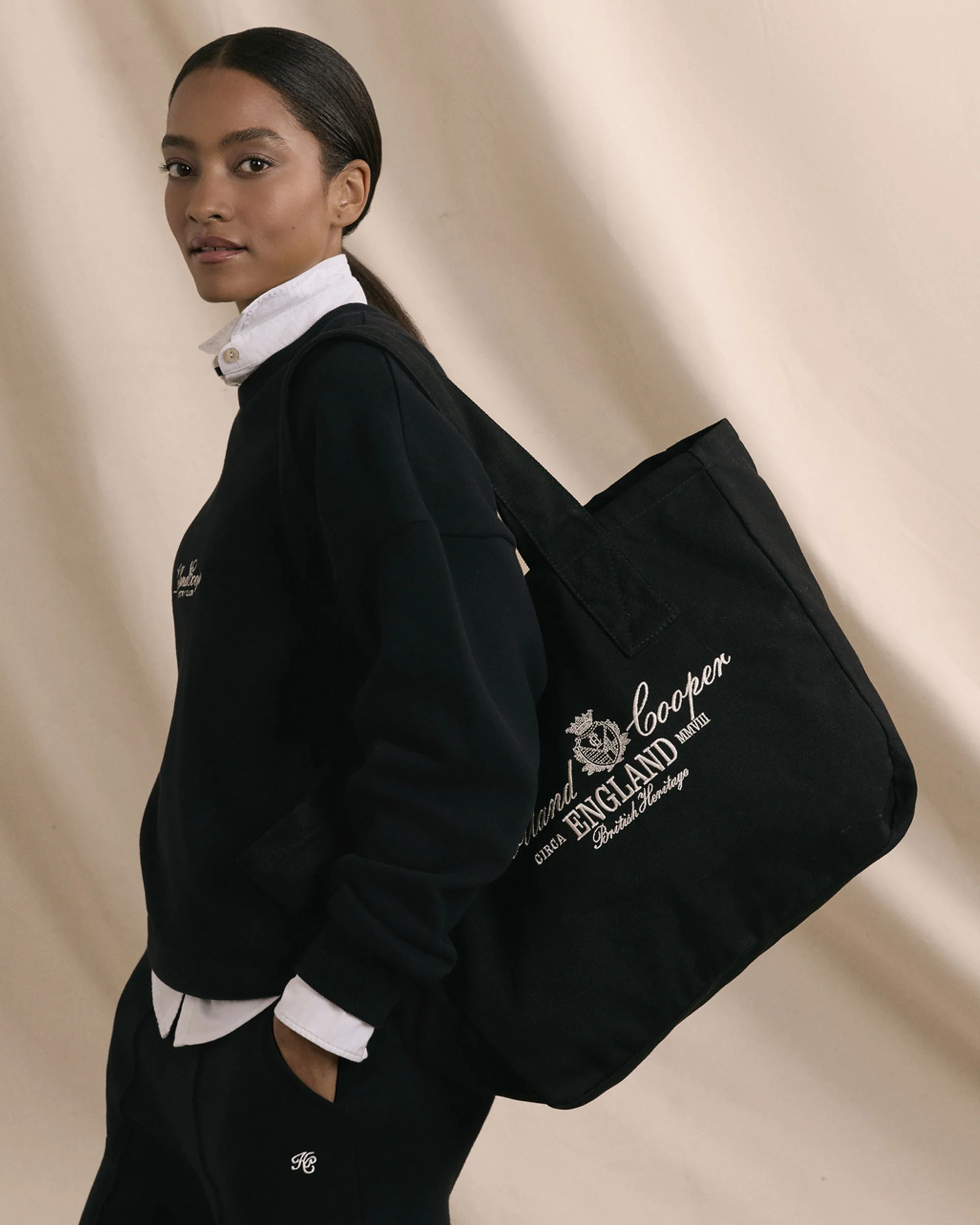Essential Tote Bag - Black Ecru - Image 4