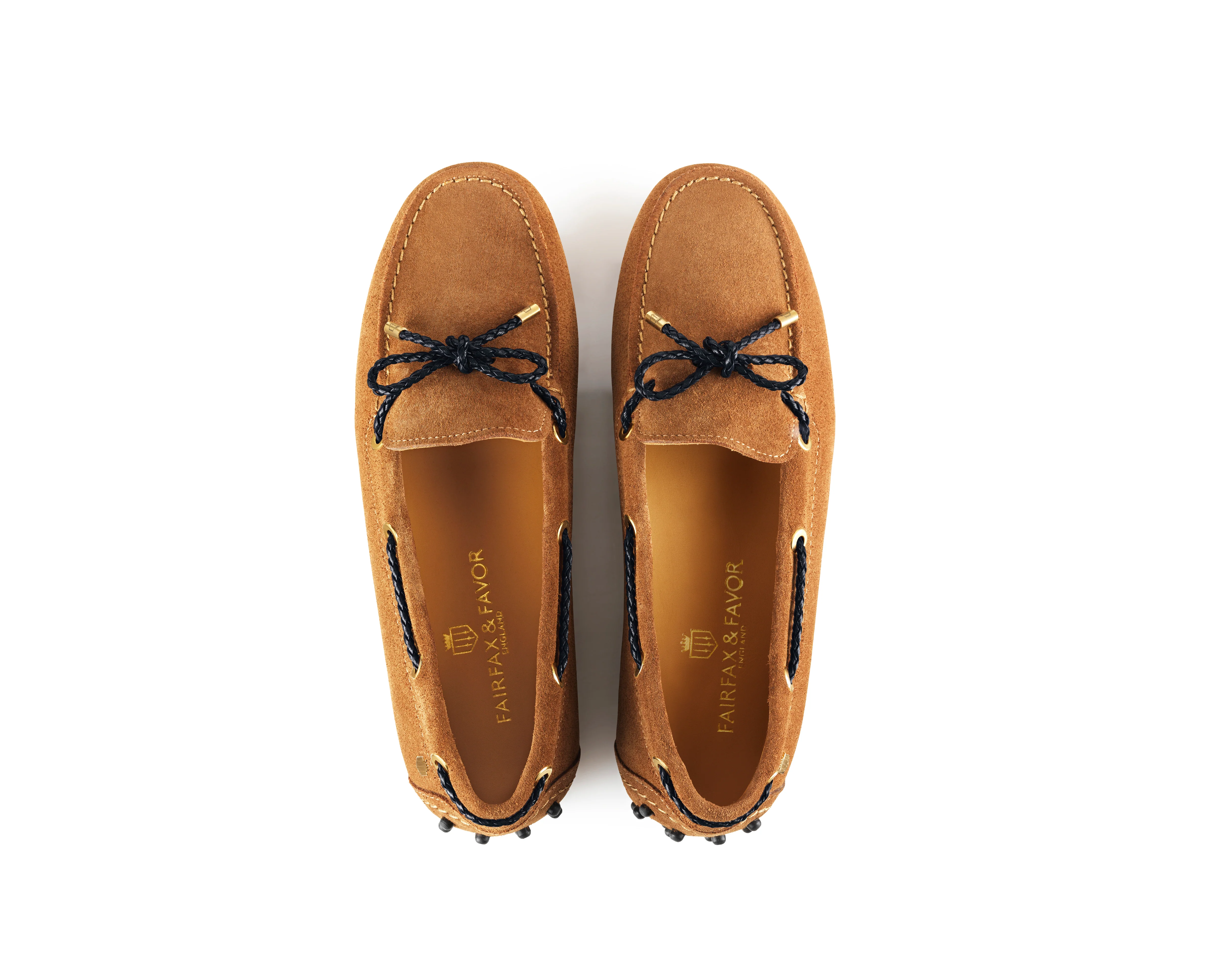 Henley Suede Driving Shoe - Tan/Navy - Image 3