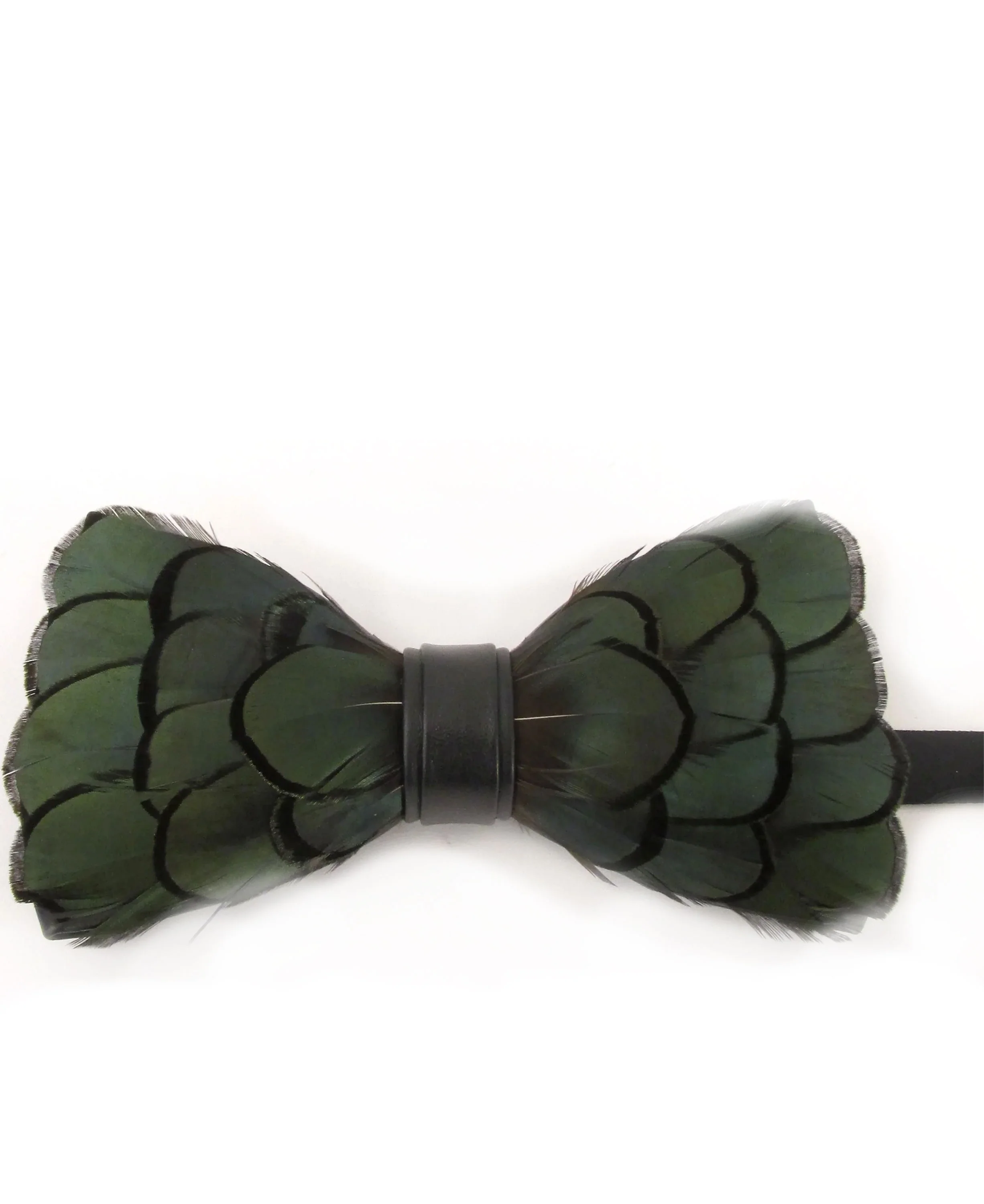 Feather Bow Tie And Lapel Pin - Green Feather - Image 2