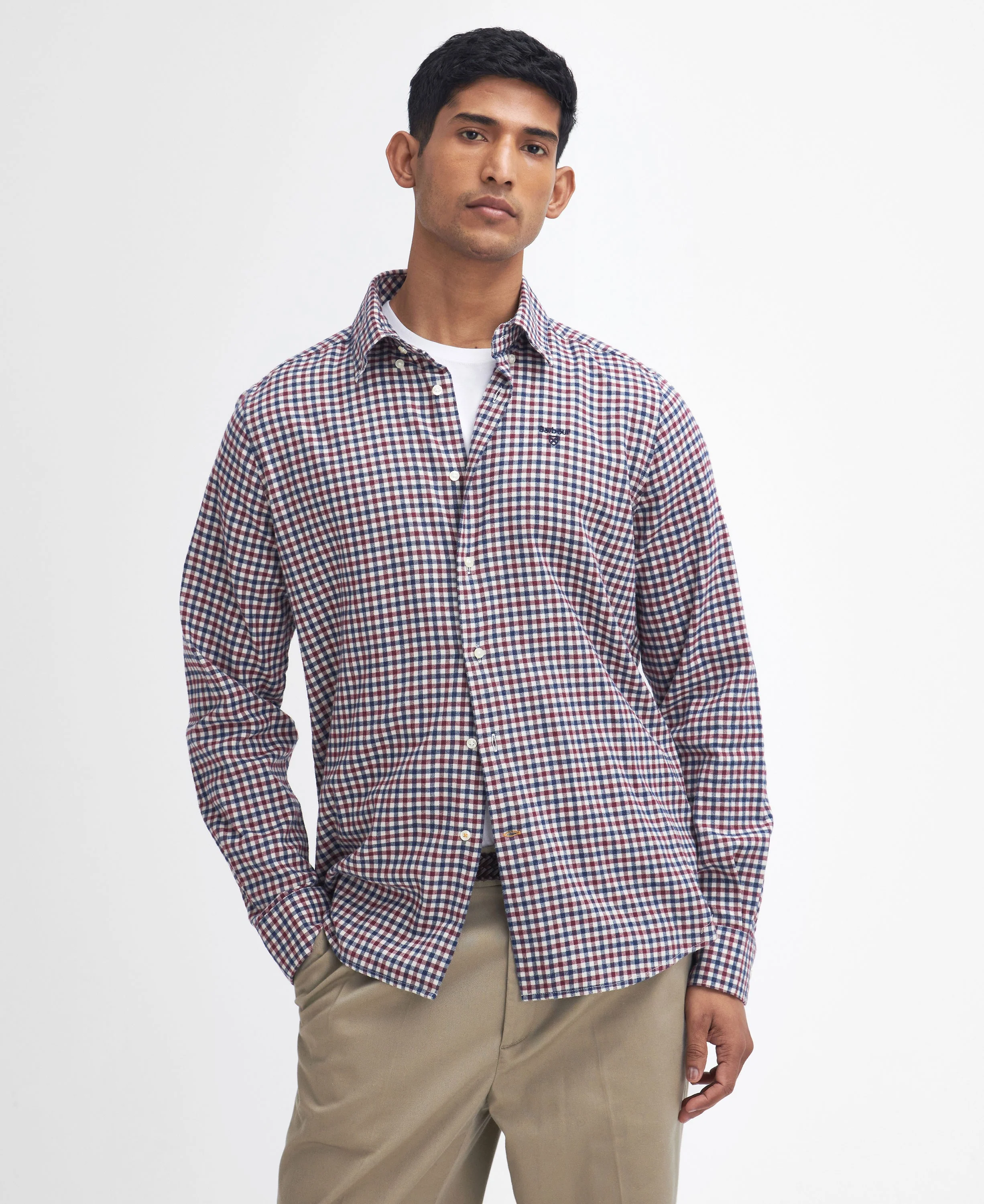 Finkle Tailored Gingham Shirt - Merlot - Image 2