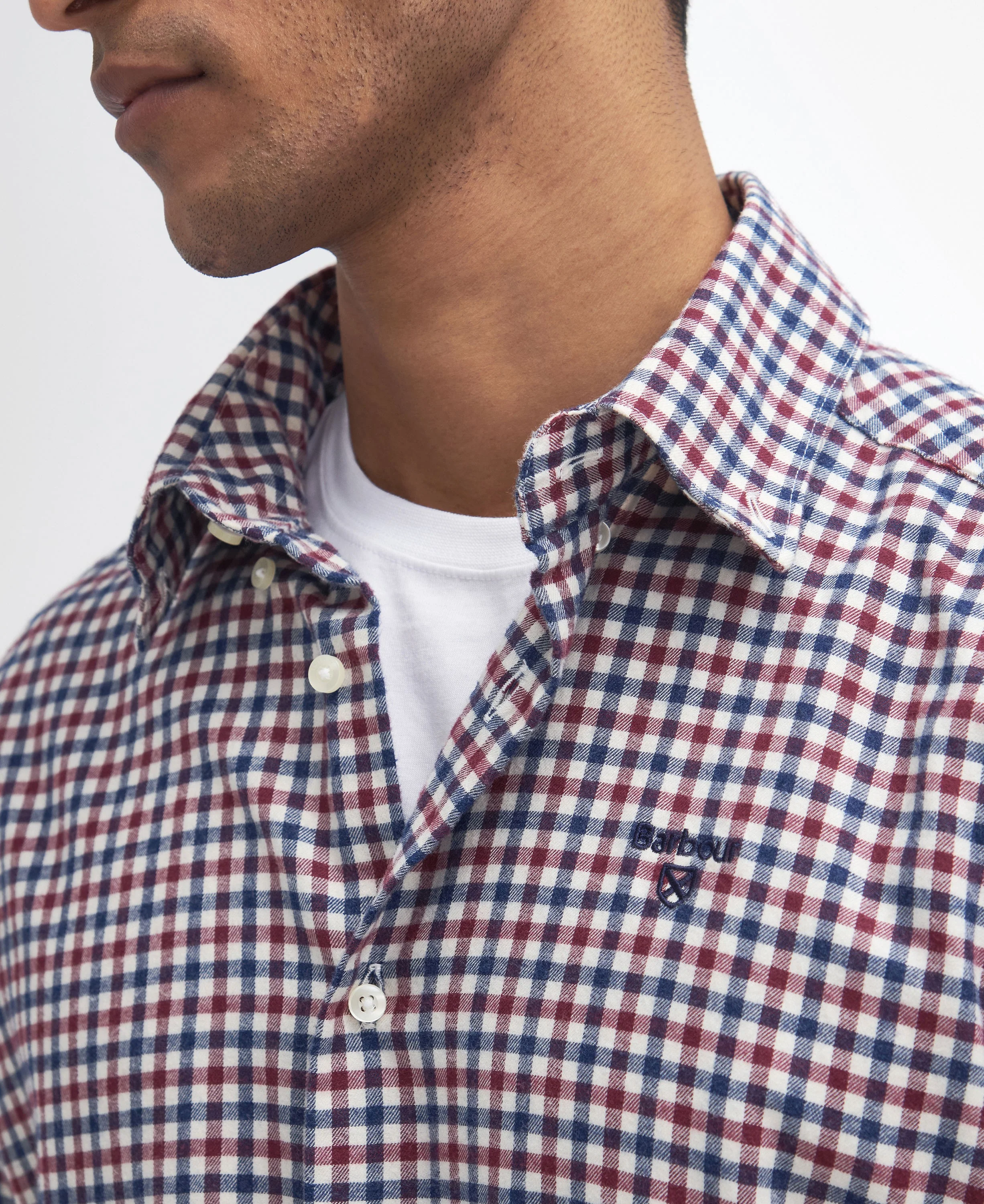 Finkle Tailored Gingham Shirt - Merlot - Image 4
