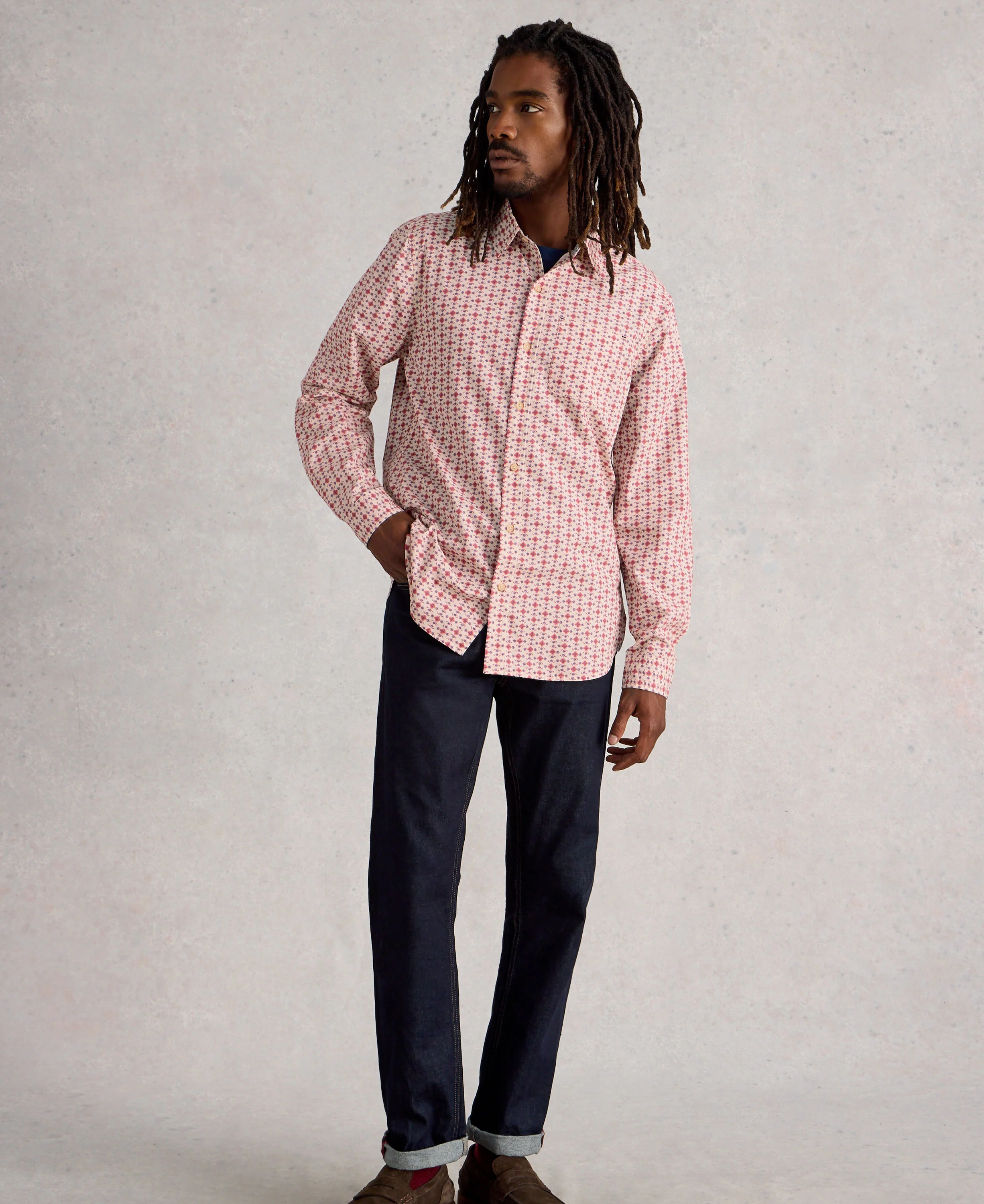 Finsbury Folk Geo Print Shirt - Red Print - Image 2