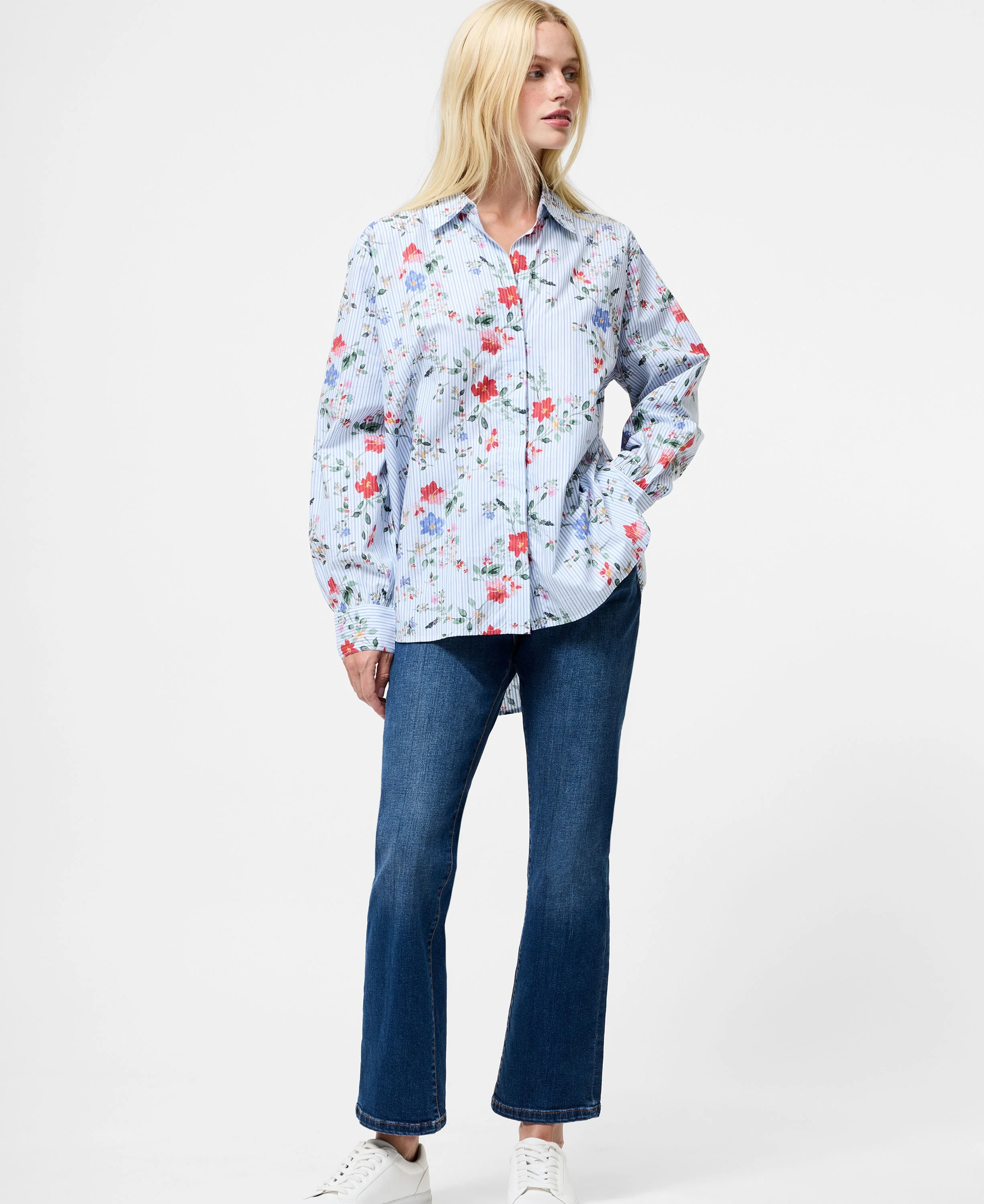 Floral Stripe Printed Long Sleeve Shirt - Floral Multi - Image 3