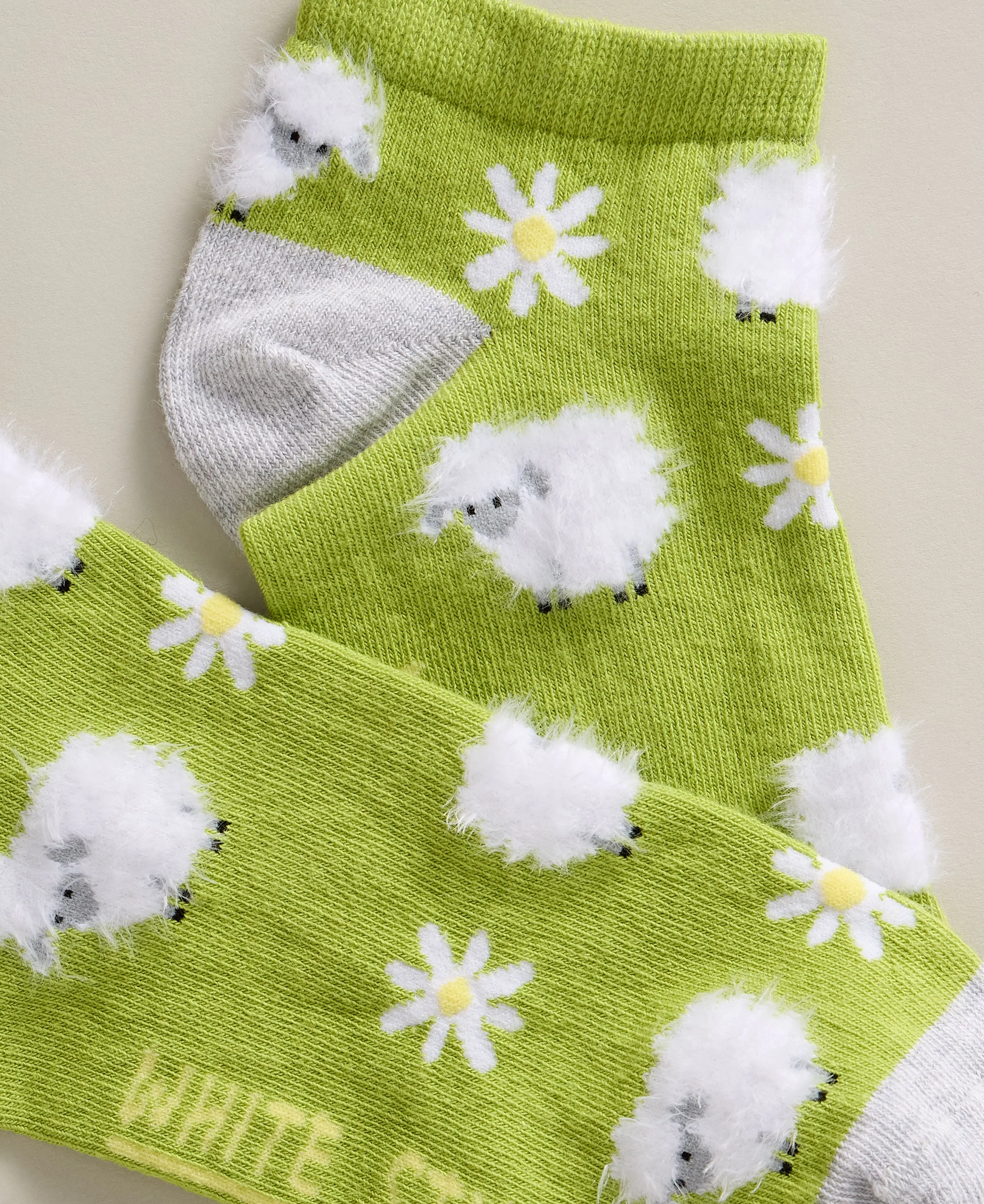 Fluffy Sheep Trainer Sock - Mid Green - Image 2