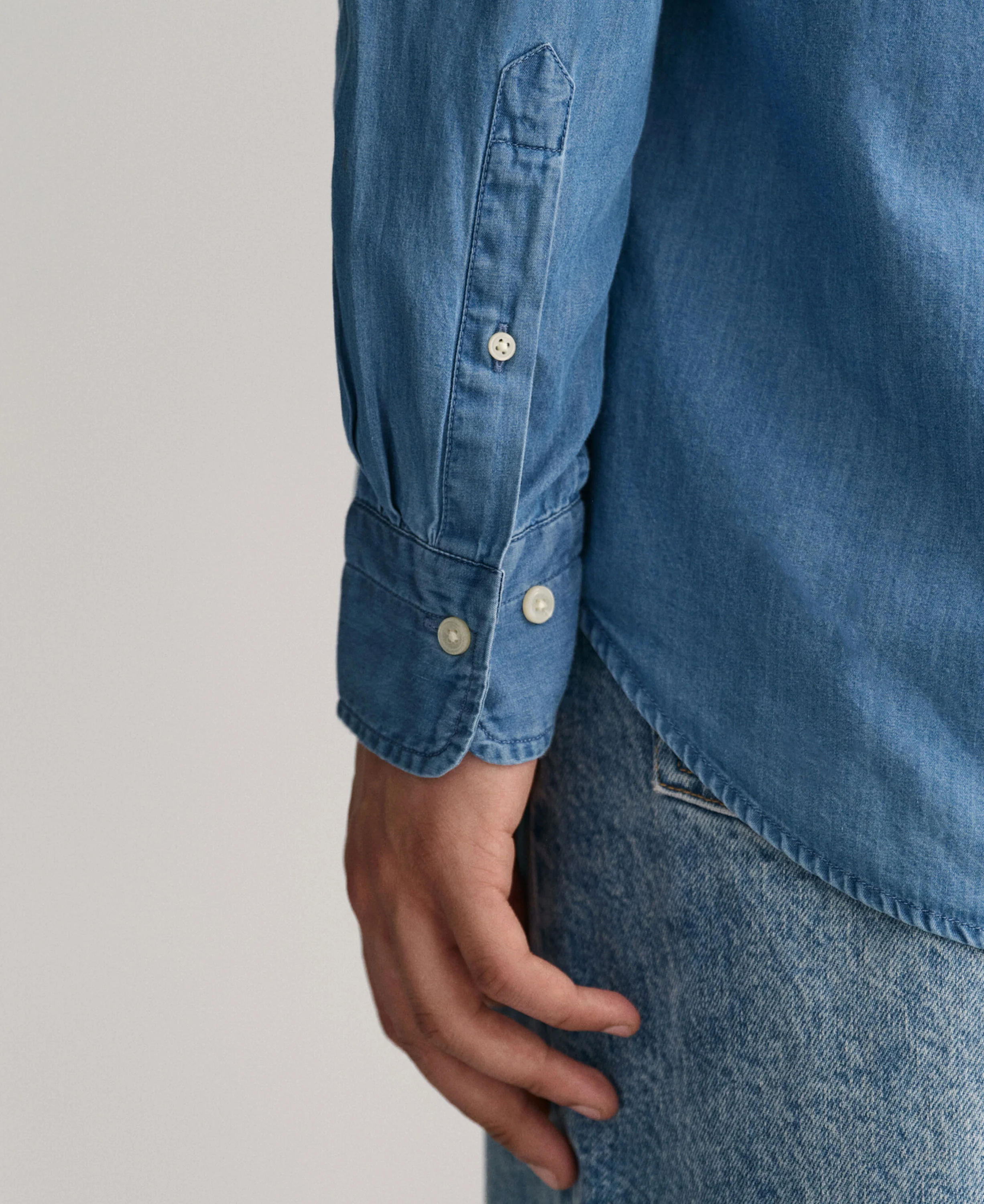 Regular Fit Indigo Shirt - Semi Light Blue - Image 9