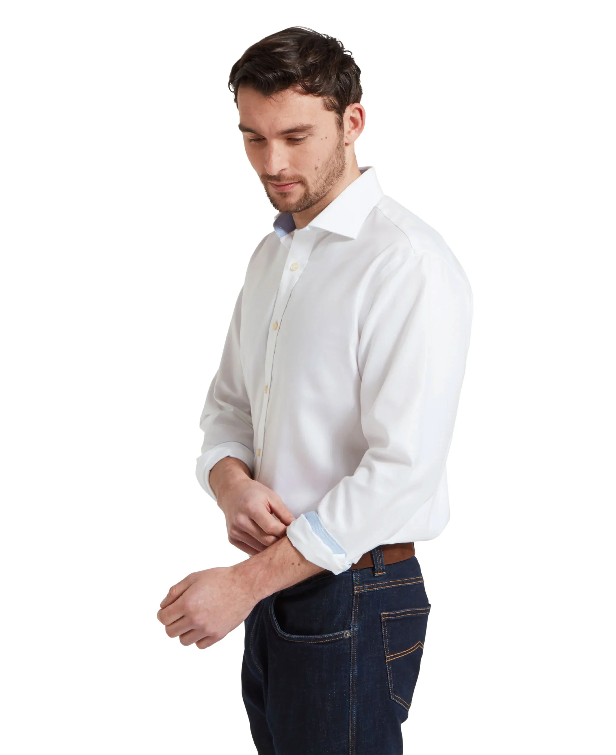 Greenwich Tailored Shirt - White Diagonal - Image 3