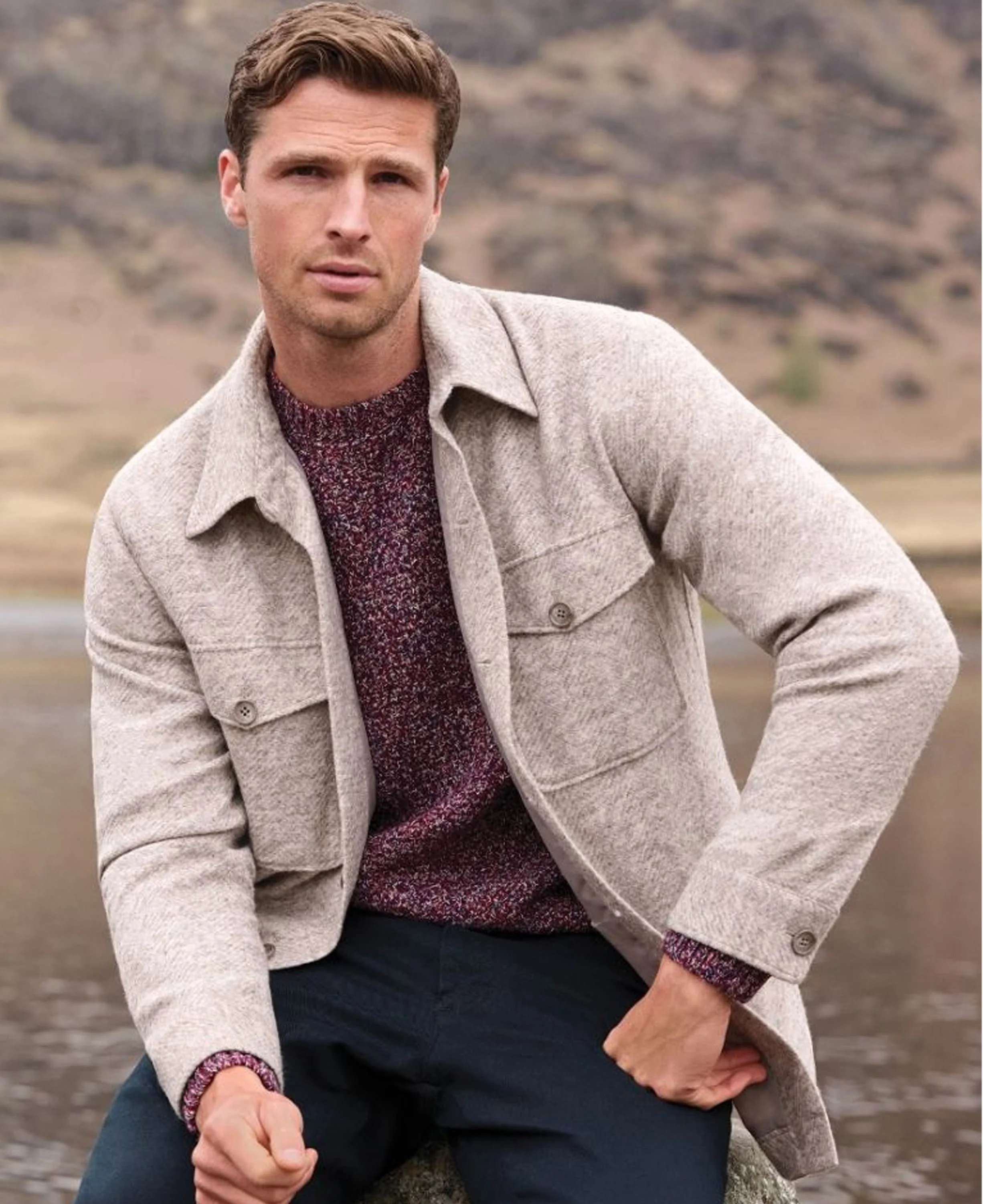Hemmingway Textured Overshirt - Ecru - Image 4