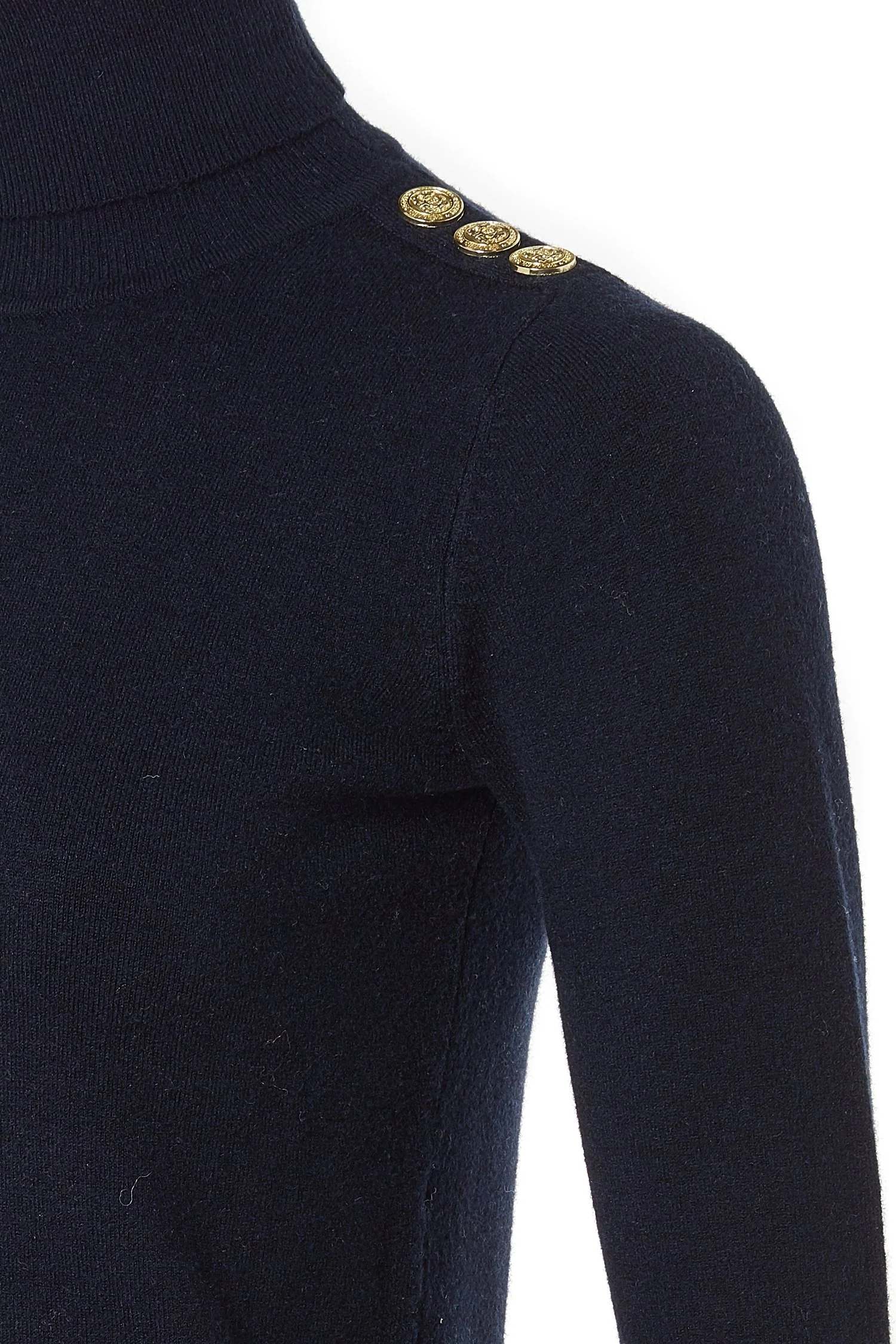 Buttoned Knit Roll Neck - Ink Navy - Image 6