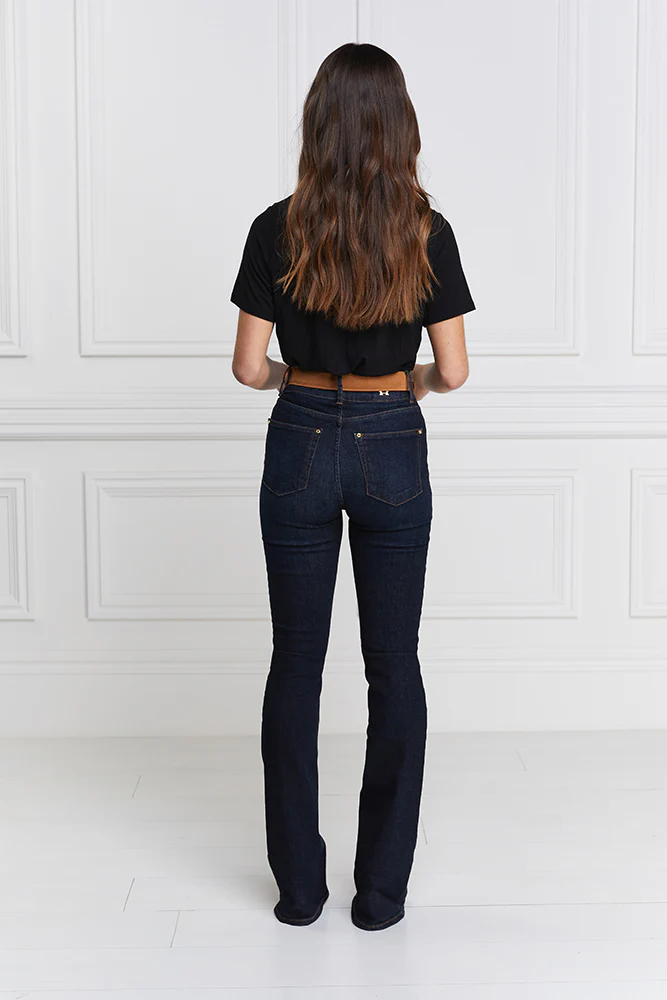 High Rise Flared Jean - Deep Indigo - Image 3