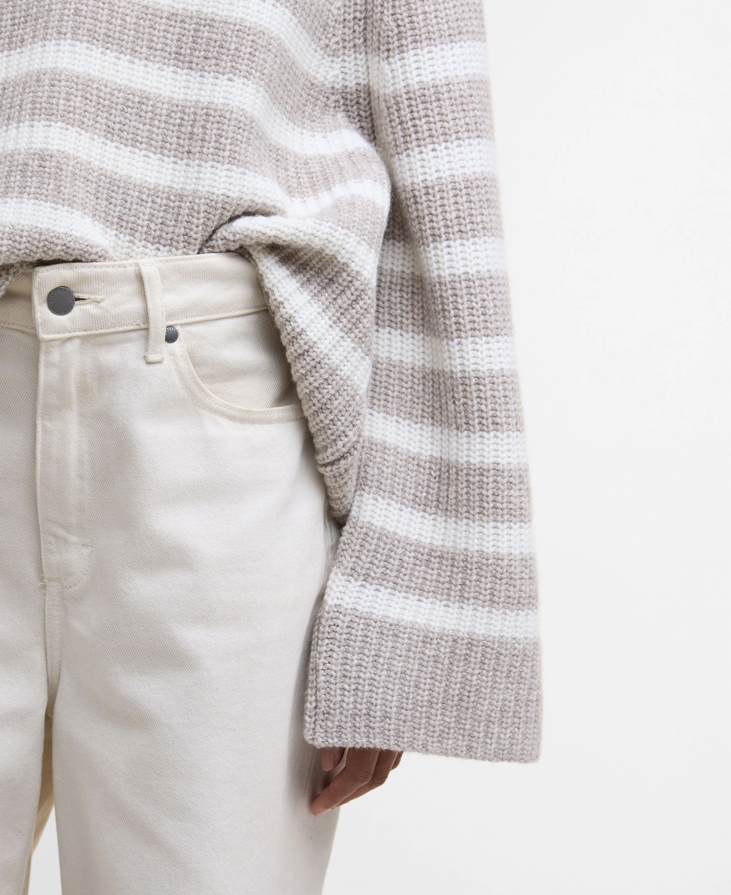 Irene Knitted Jumper - Oat Stripe - Image 7