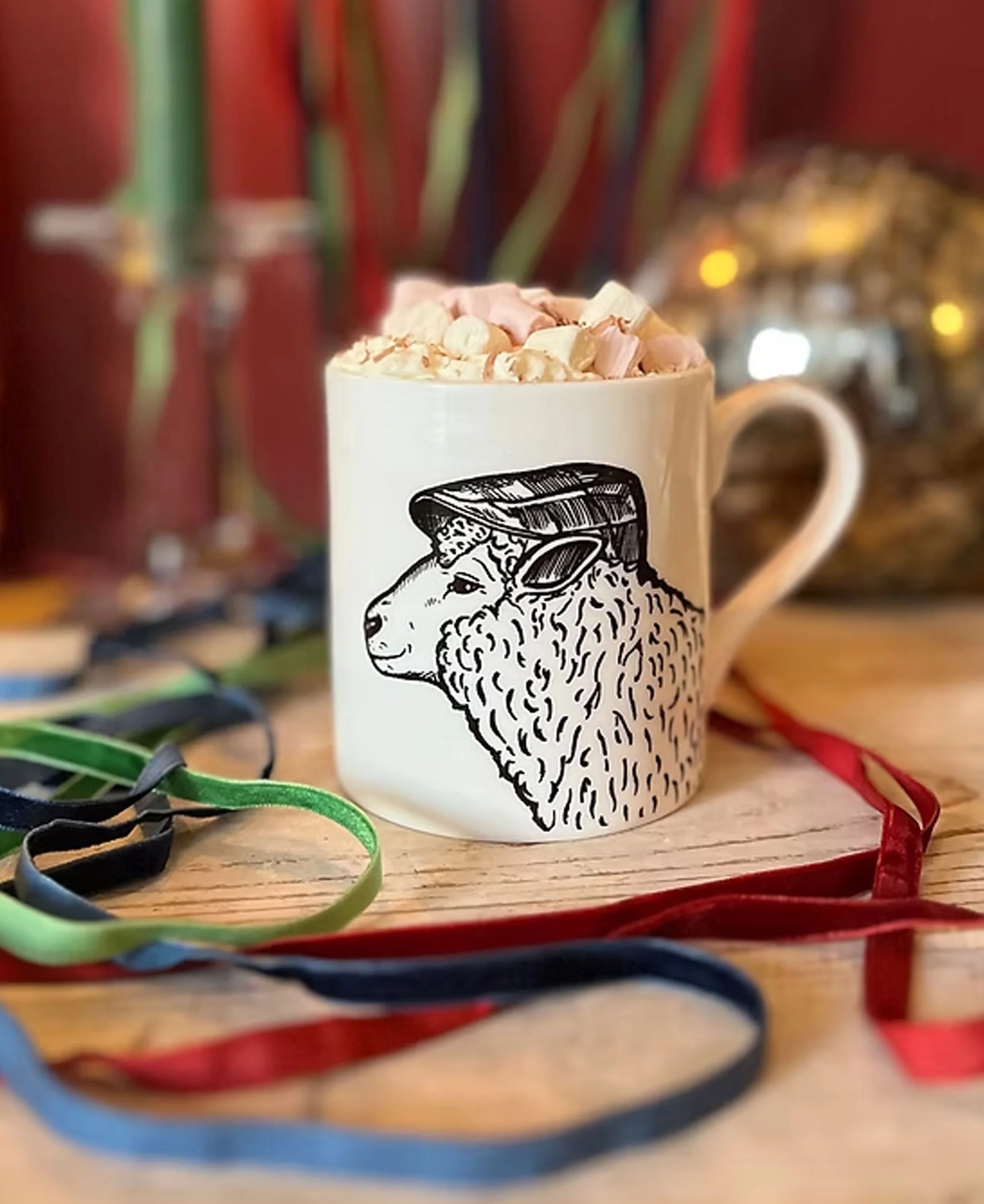 Ivor Sheep Bone China Mug - Opaque Black - Image 3