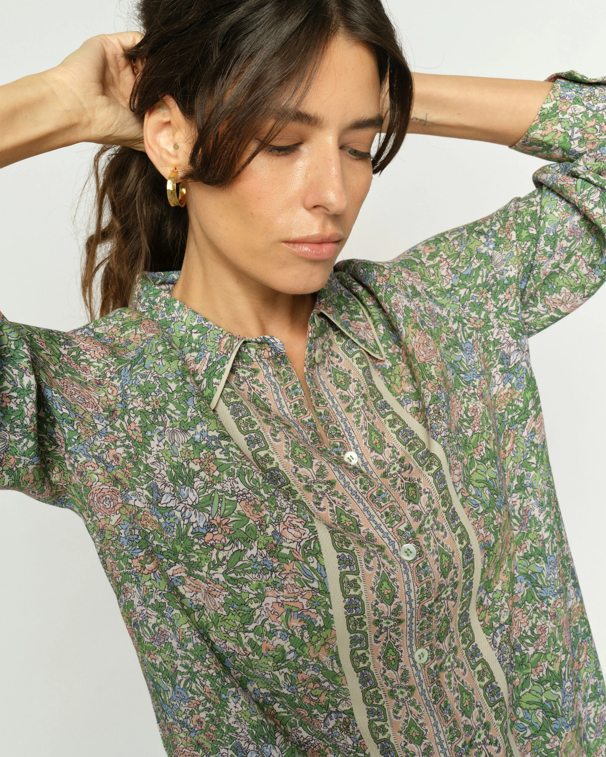Kana Flowish Orchid Shirt - Turf Green - Image 3