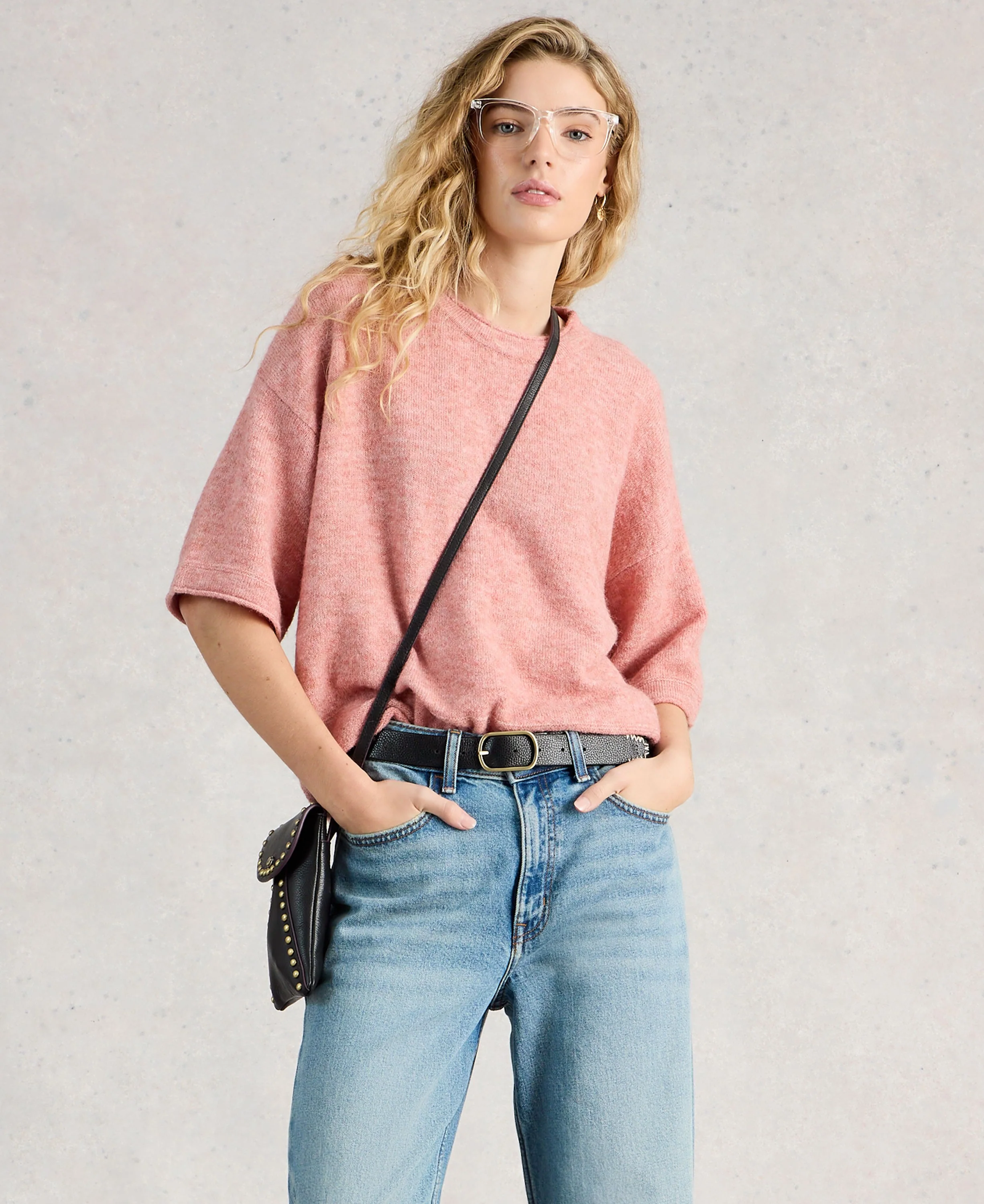 Kate Knitted Tee - Mid Pink - Image 5