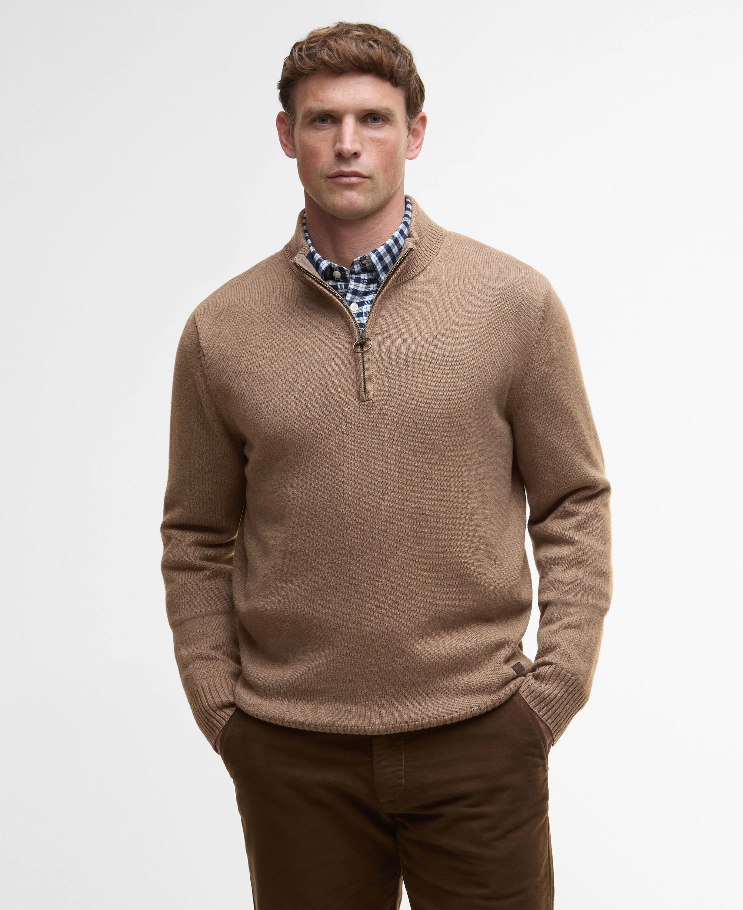Kelson Half Zip Knitted Jumper - Stone - Image 2