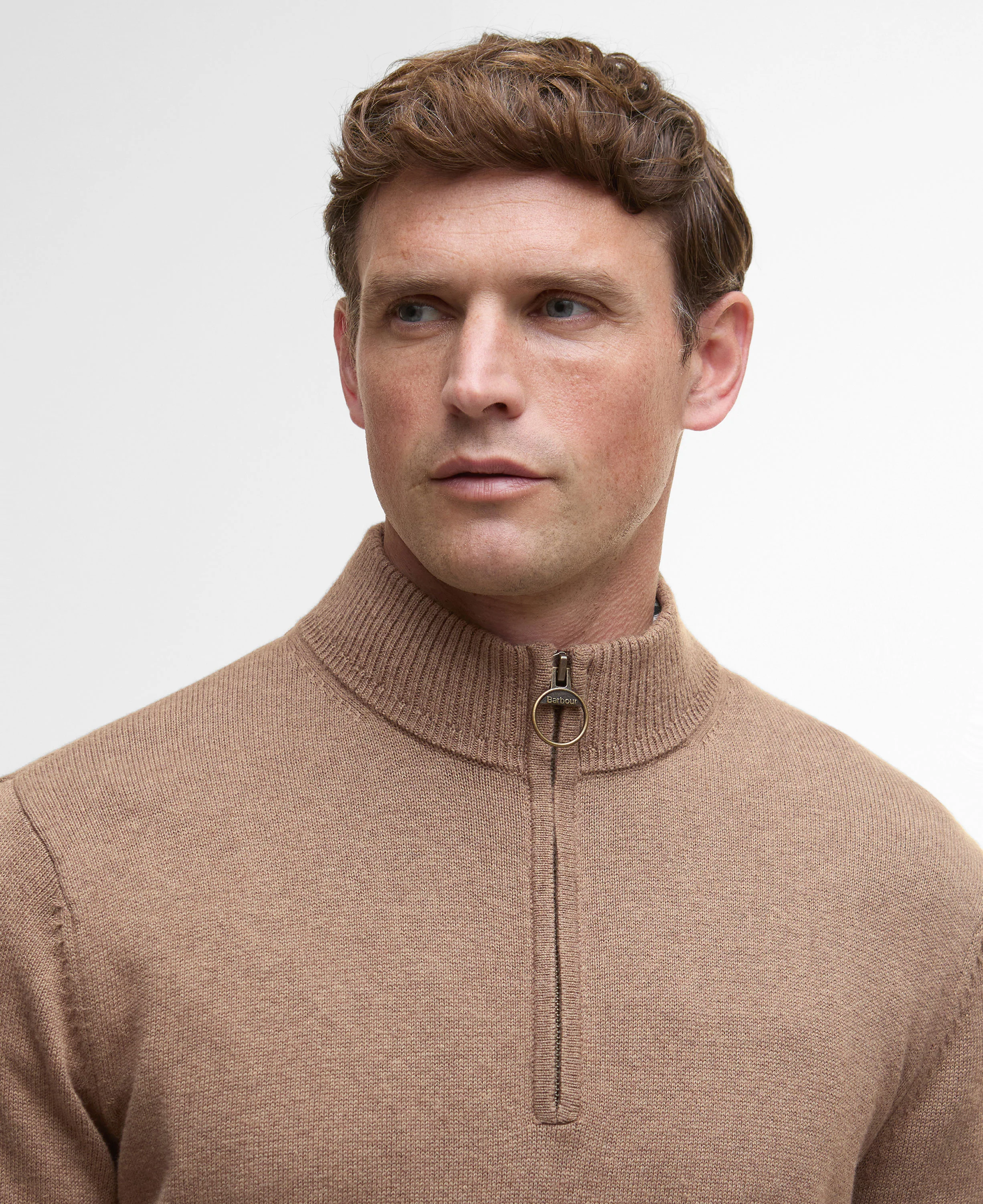 Kelson Half Zip Knitted Jumper - Stone - Image 4
