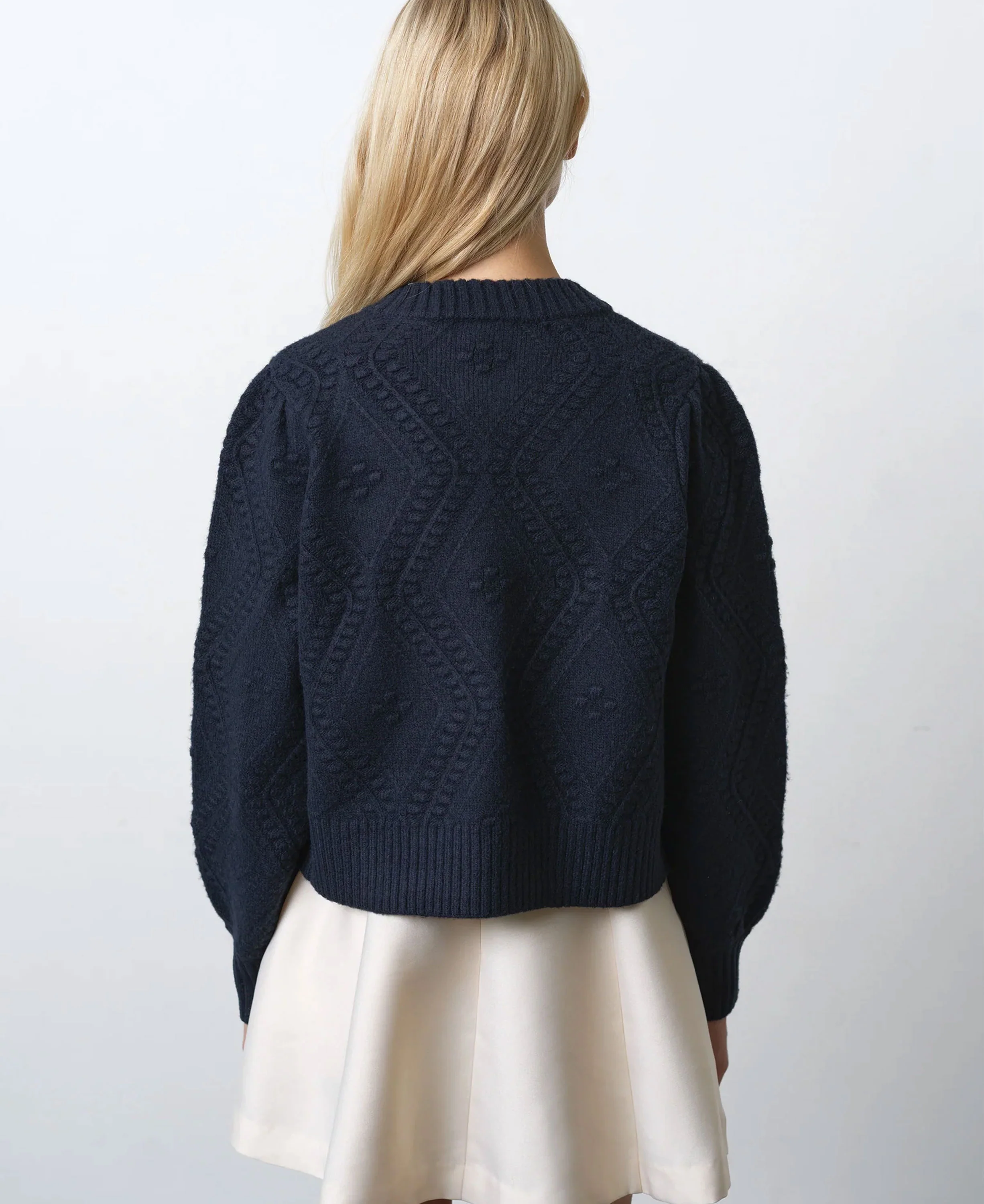 Kitty Bobble Bow Cardigan - Navy Black - Image 3