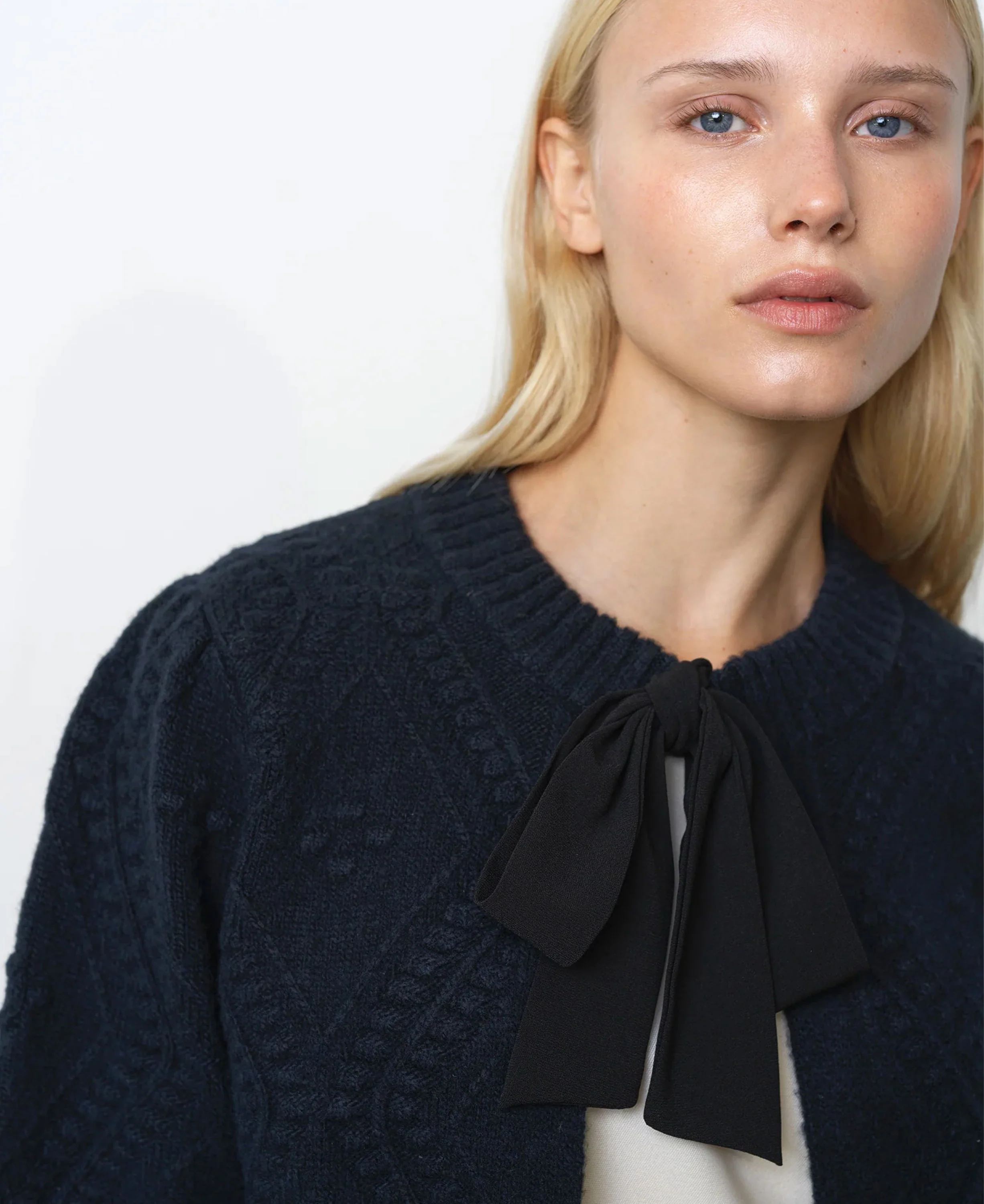 Kitty Bobble Bow Cardigan - Navy Black - Image 6