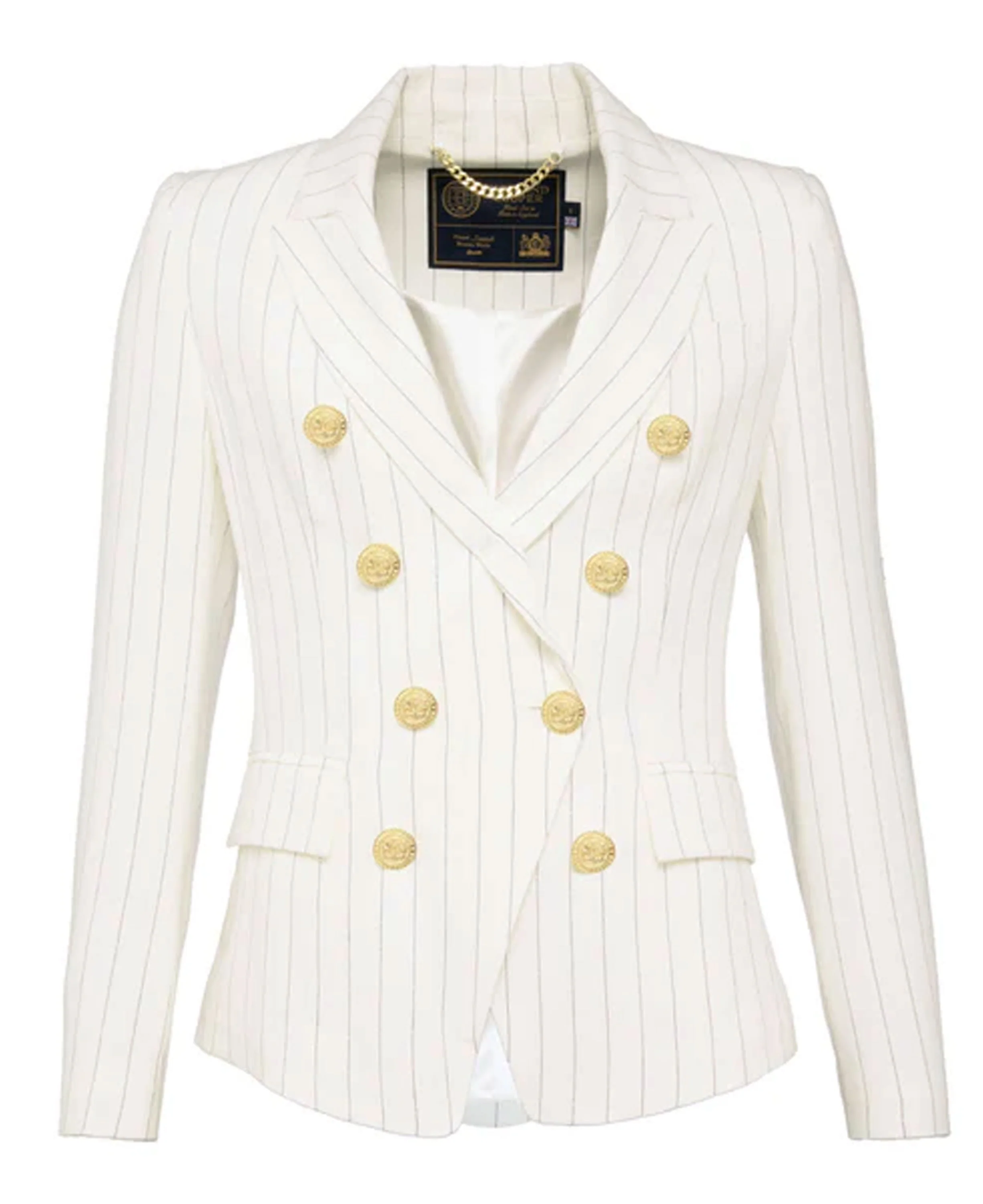 Knightsbridge Blazer Linen - Oyster Linen Pinstripe